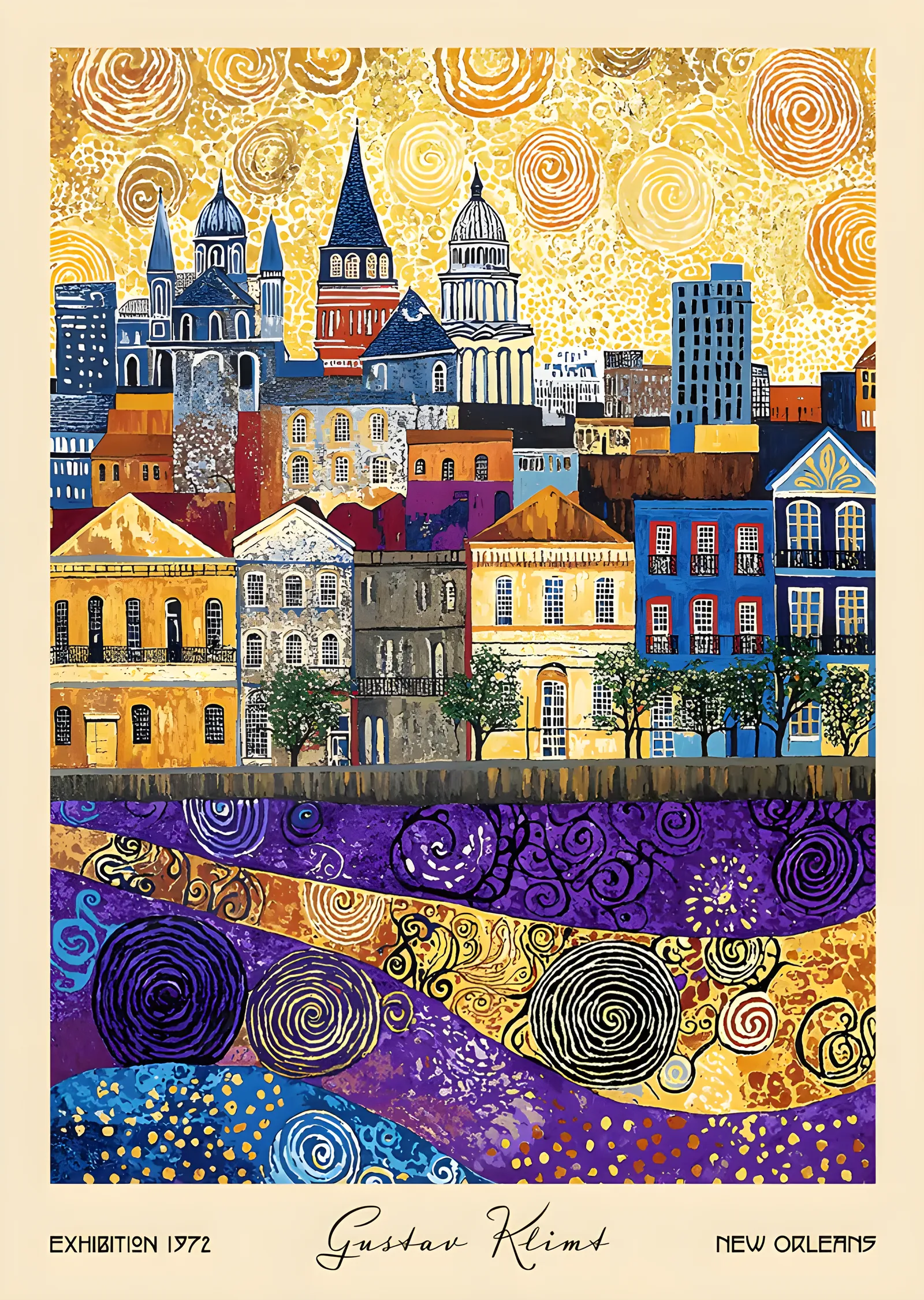 Klimt Üslubunda New Orleans metal tablo