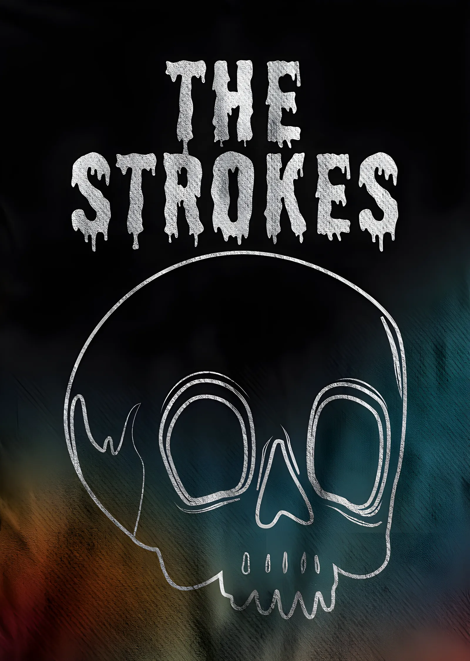 The Strokes - Beyaz Konturlu Kuru Kafa metal tablo