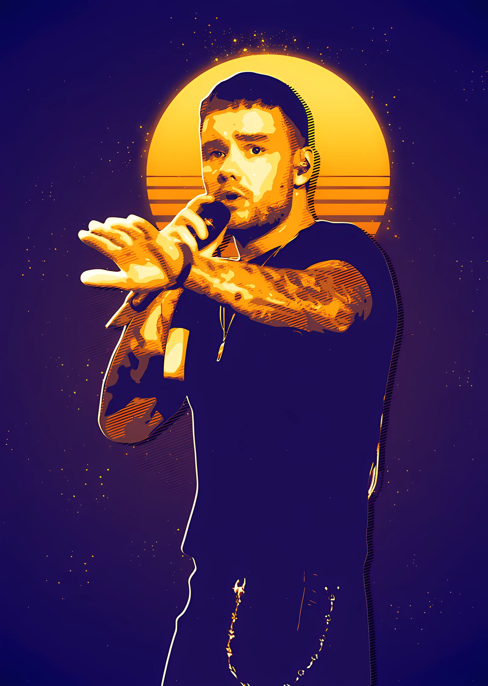 Liam Payne - Altın Güneşte Sahne Karesi metal tablo