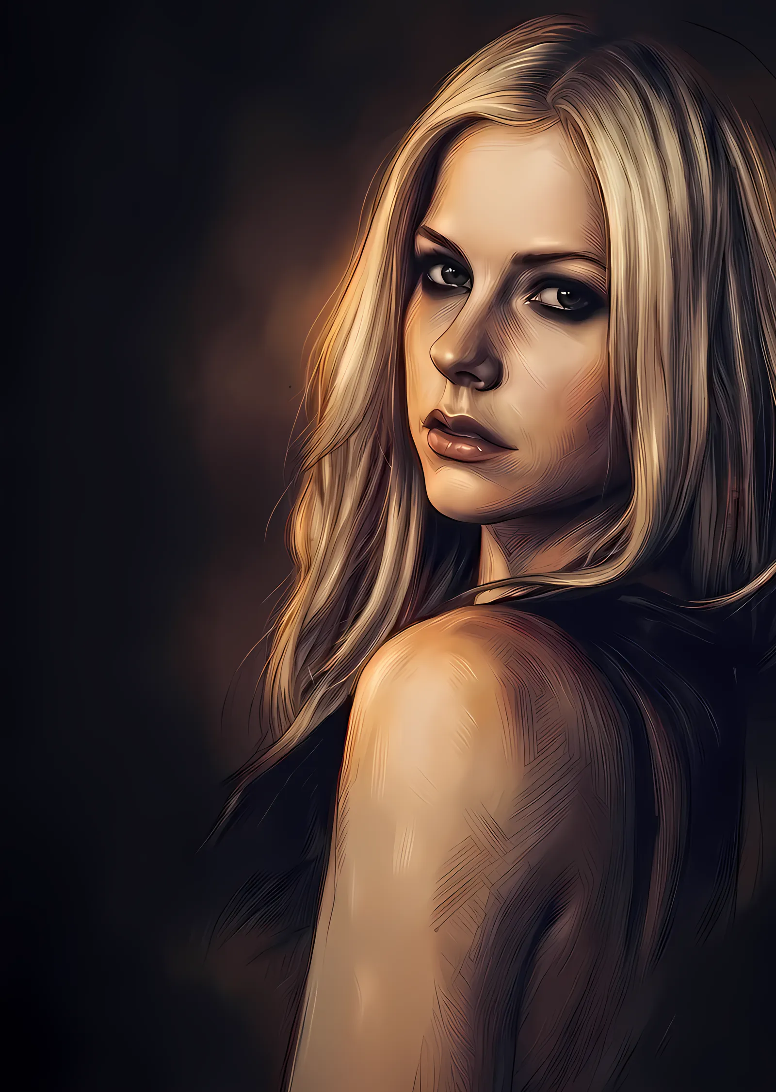 Avril Lavigne - Sıcak Işıkta Portre metal tablo