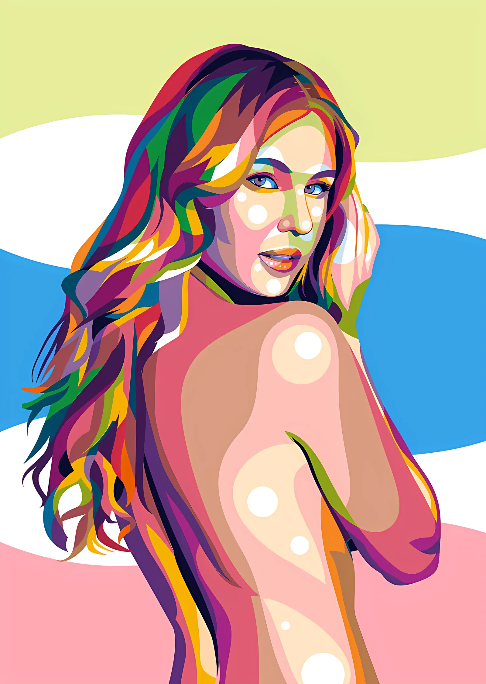 WPAP Renkli Kadın Portresi metal tablo