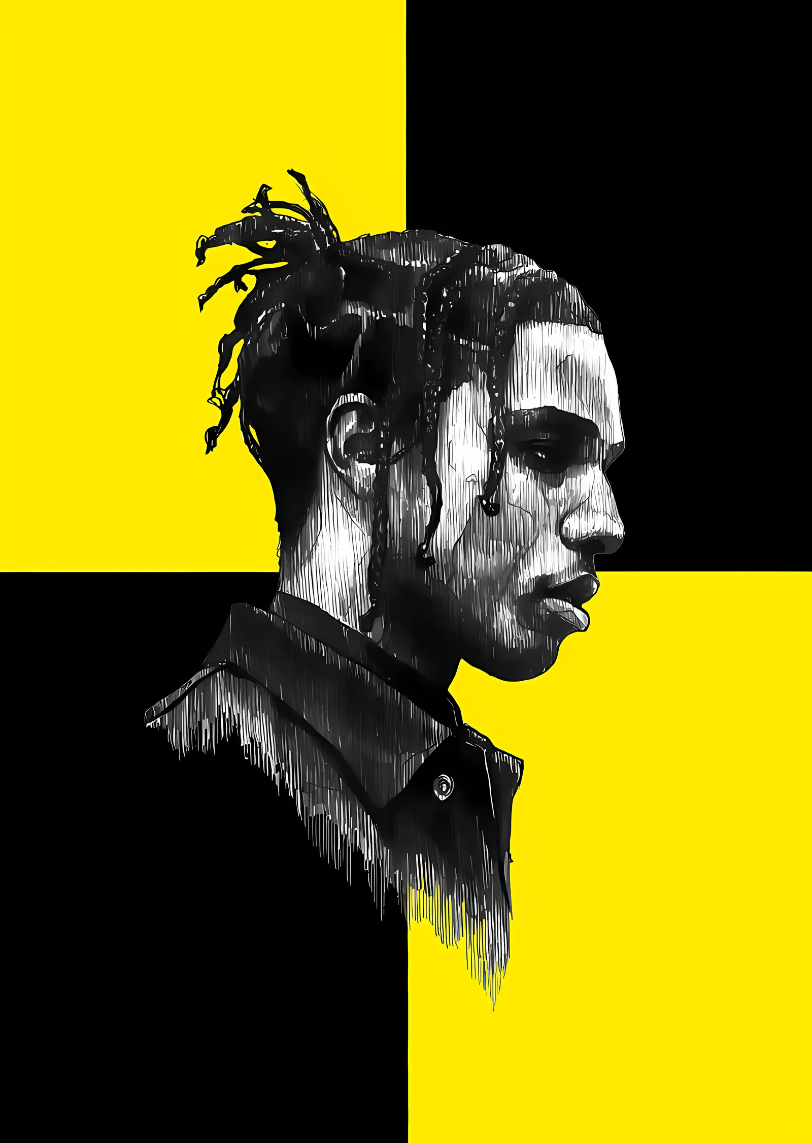 ASAP Rocky - Sarı Siyah Profil metal tablo