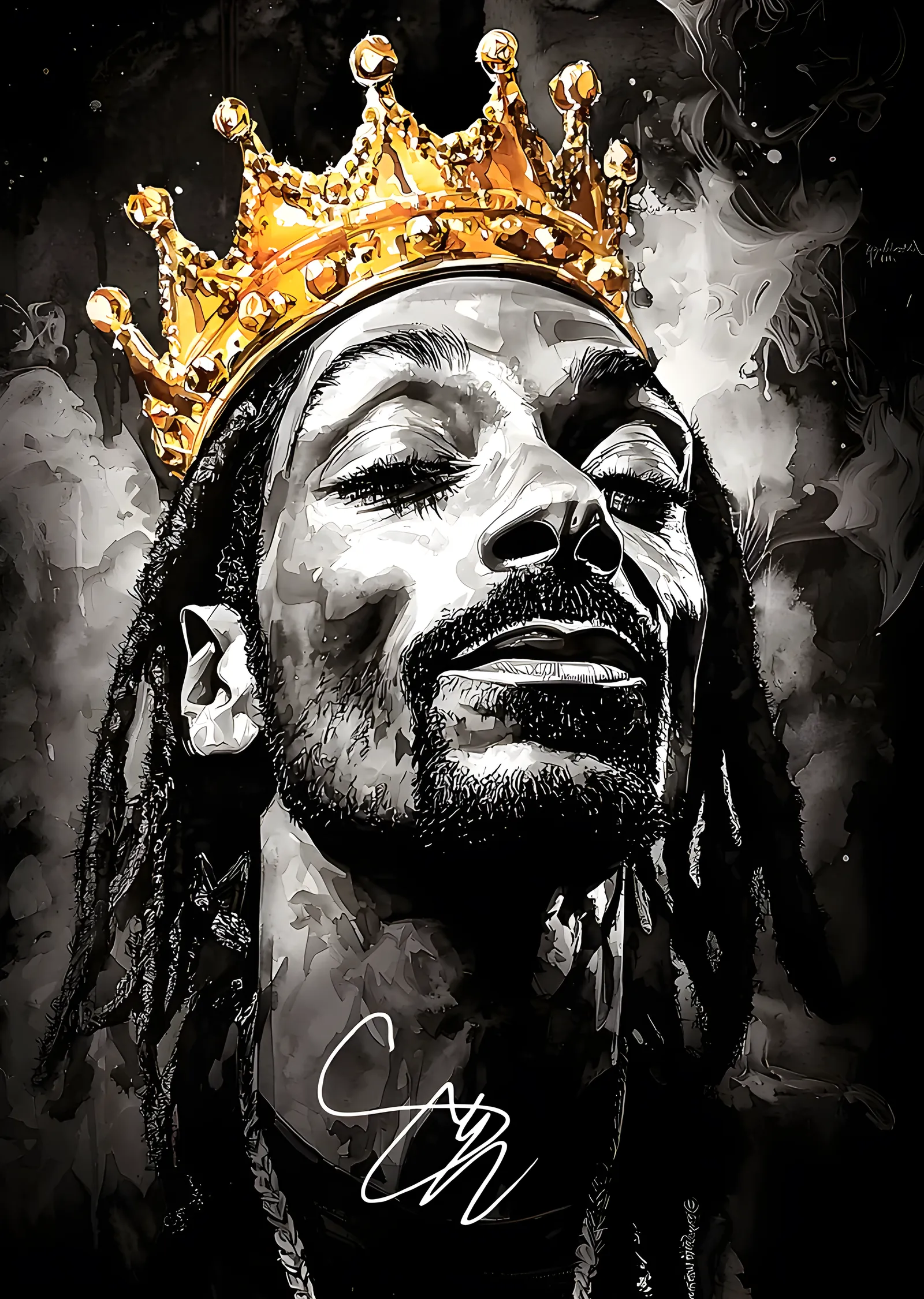 Snoop Dogg - Altın Taçlı Portre metal tablo