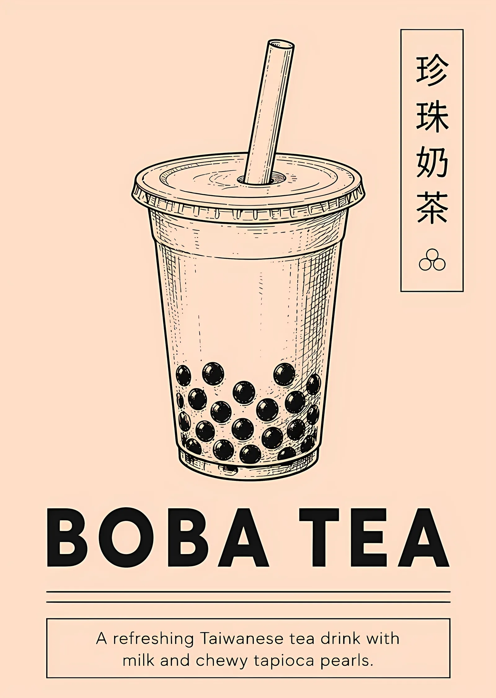 Boba Tea metal tablo