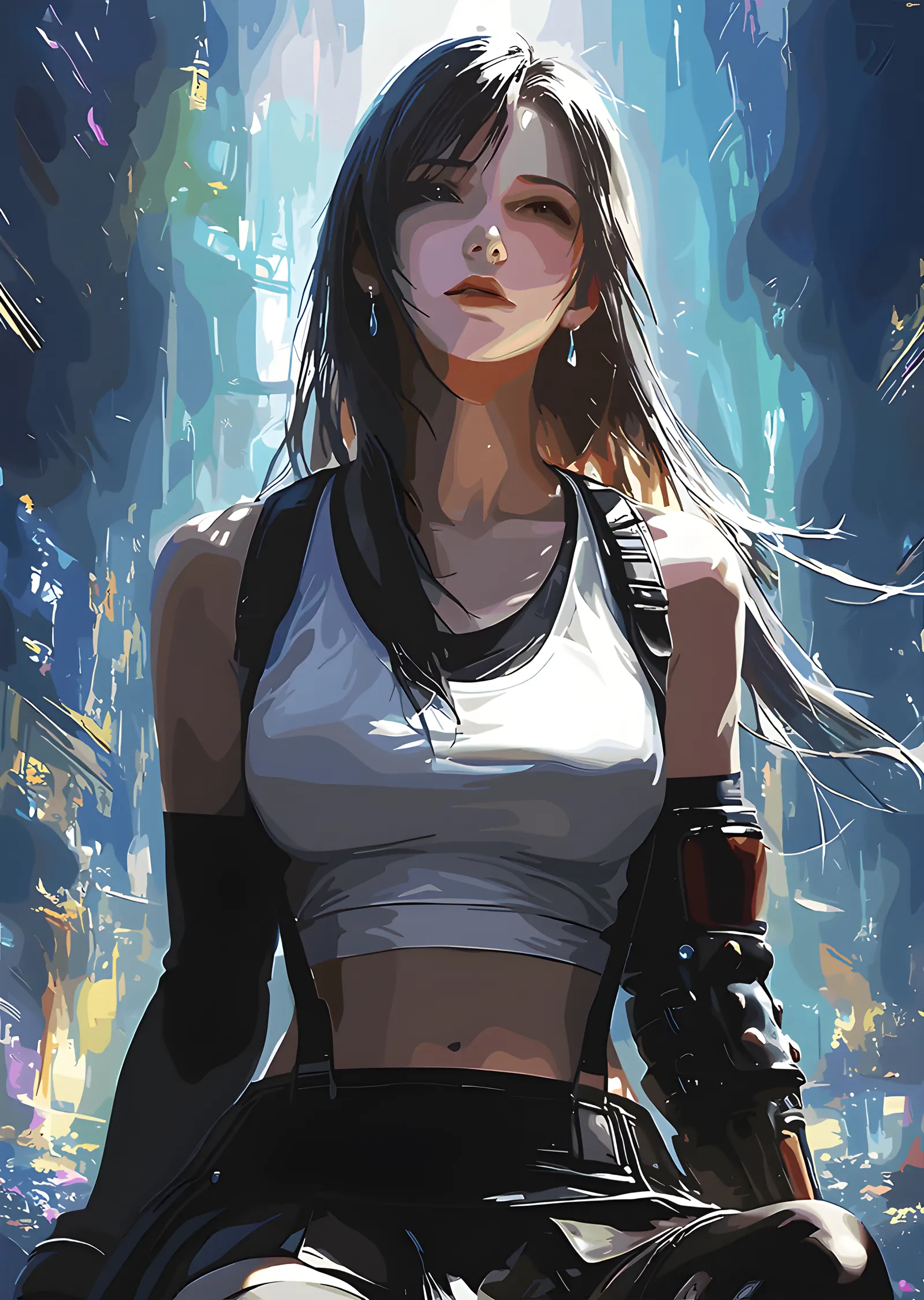 Tifa Lockhart - Neon Sokak metal tablo