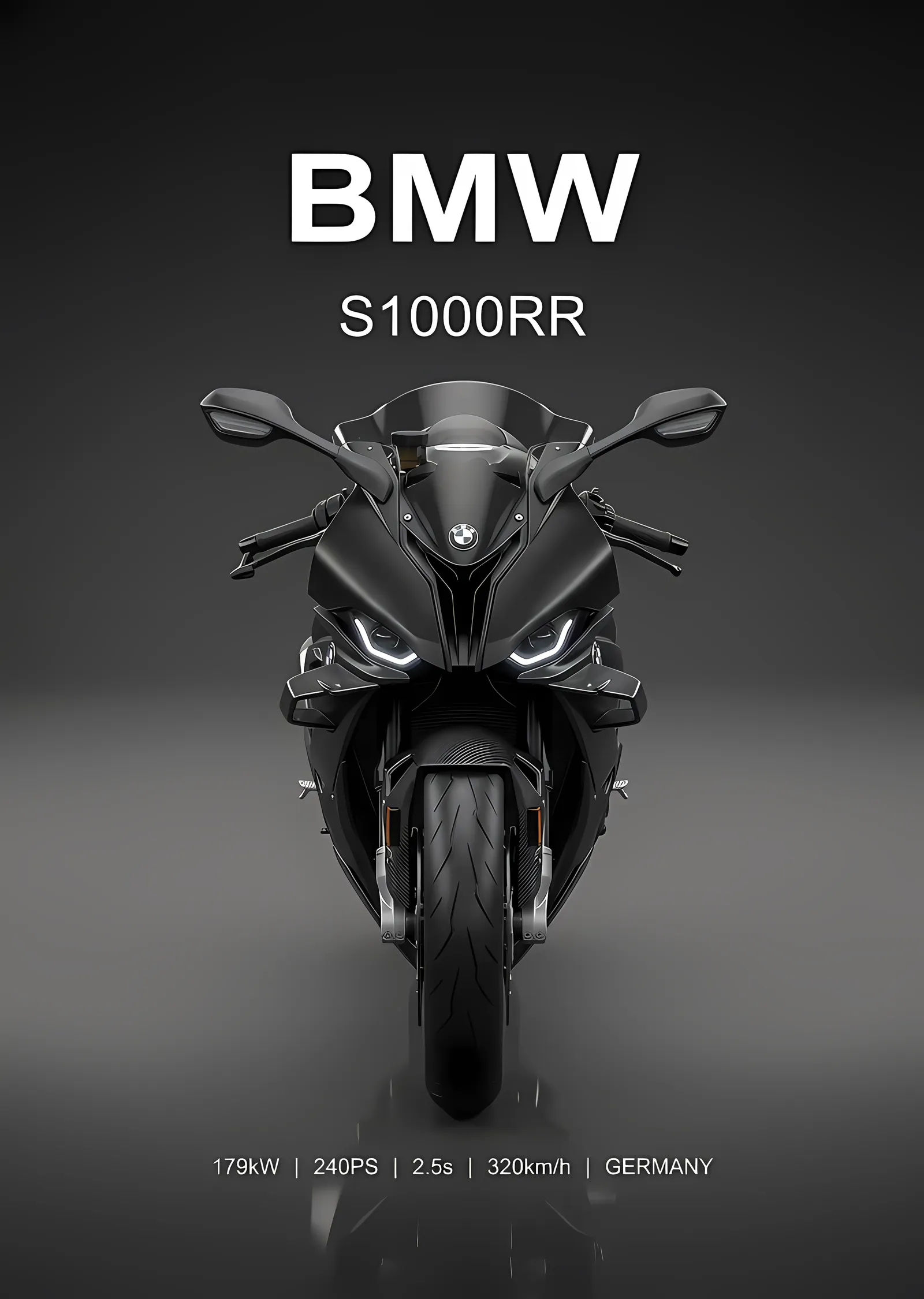 BMW S1000RR - Karanlıkta Ön Kare metal tablo