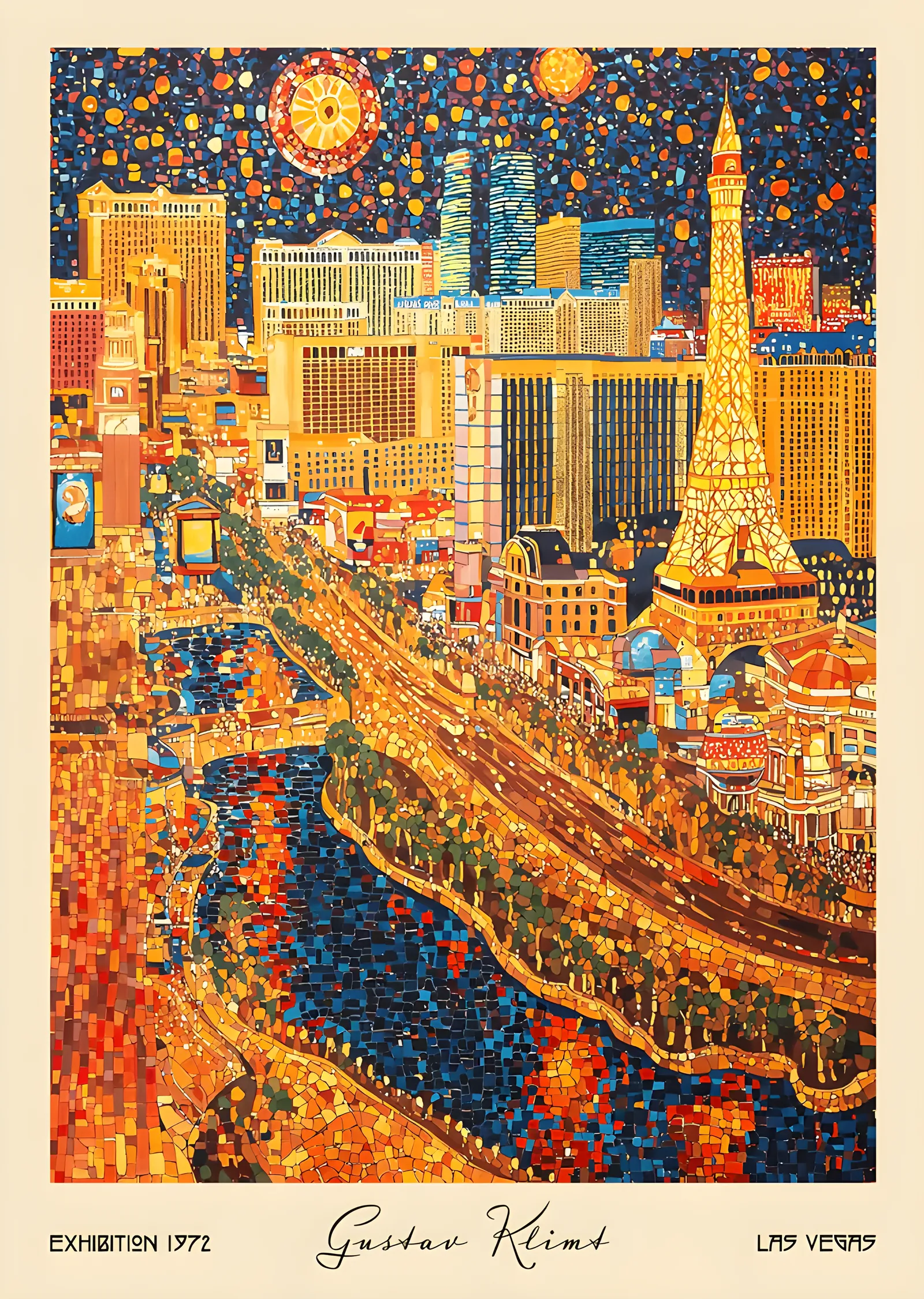 Klimt Üslubunda Las Vegas metal tablo