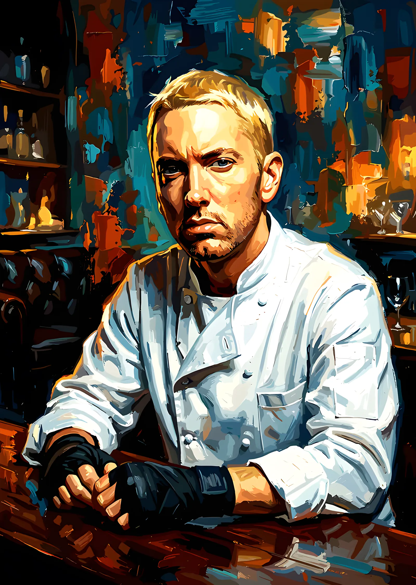 Eminem - Beyaz Ceketli Portre metal tablo