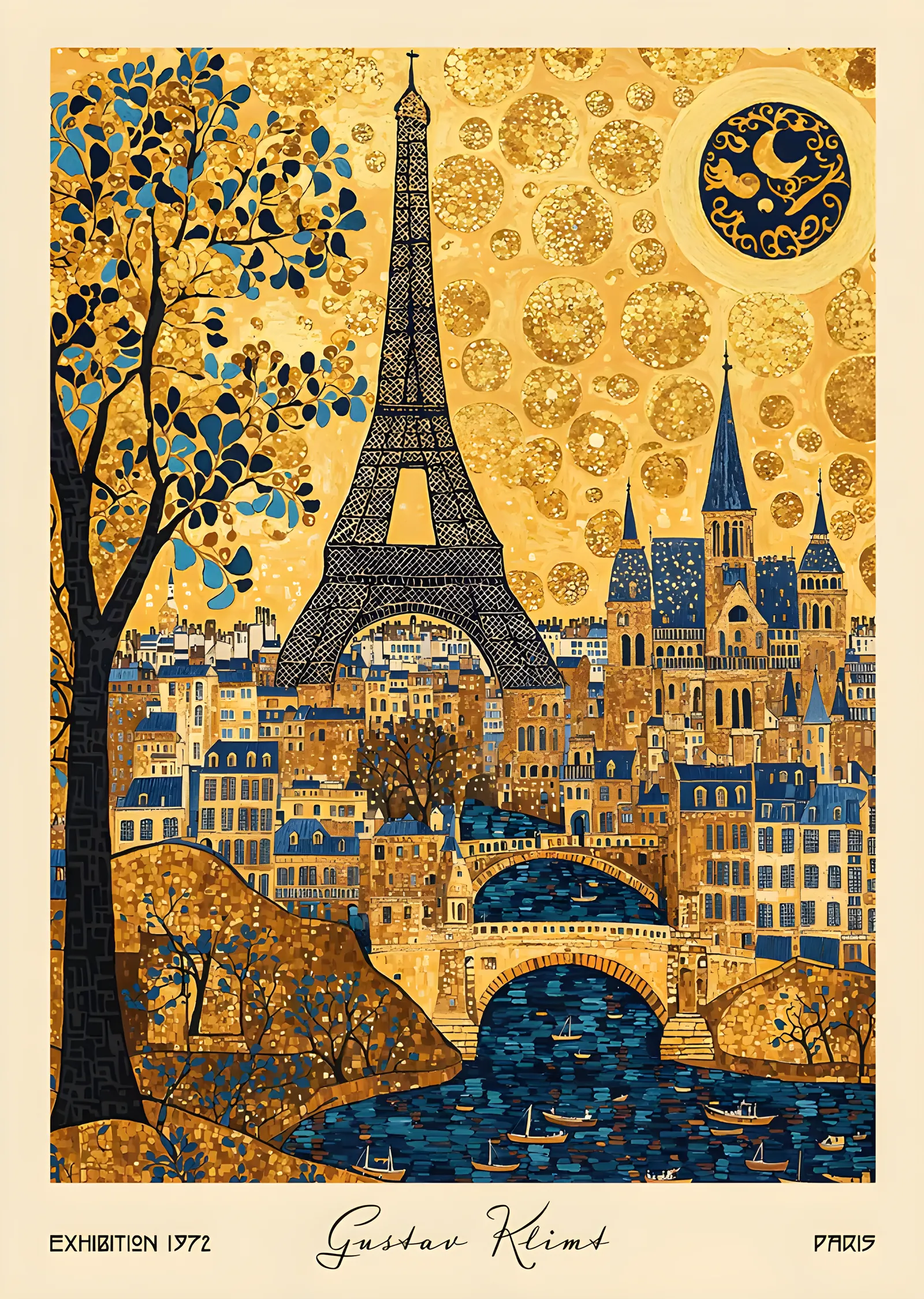 Klimt Üslubunda Paris metal tablo