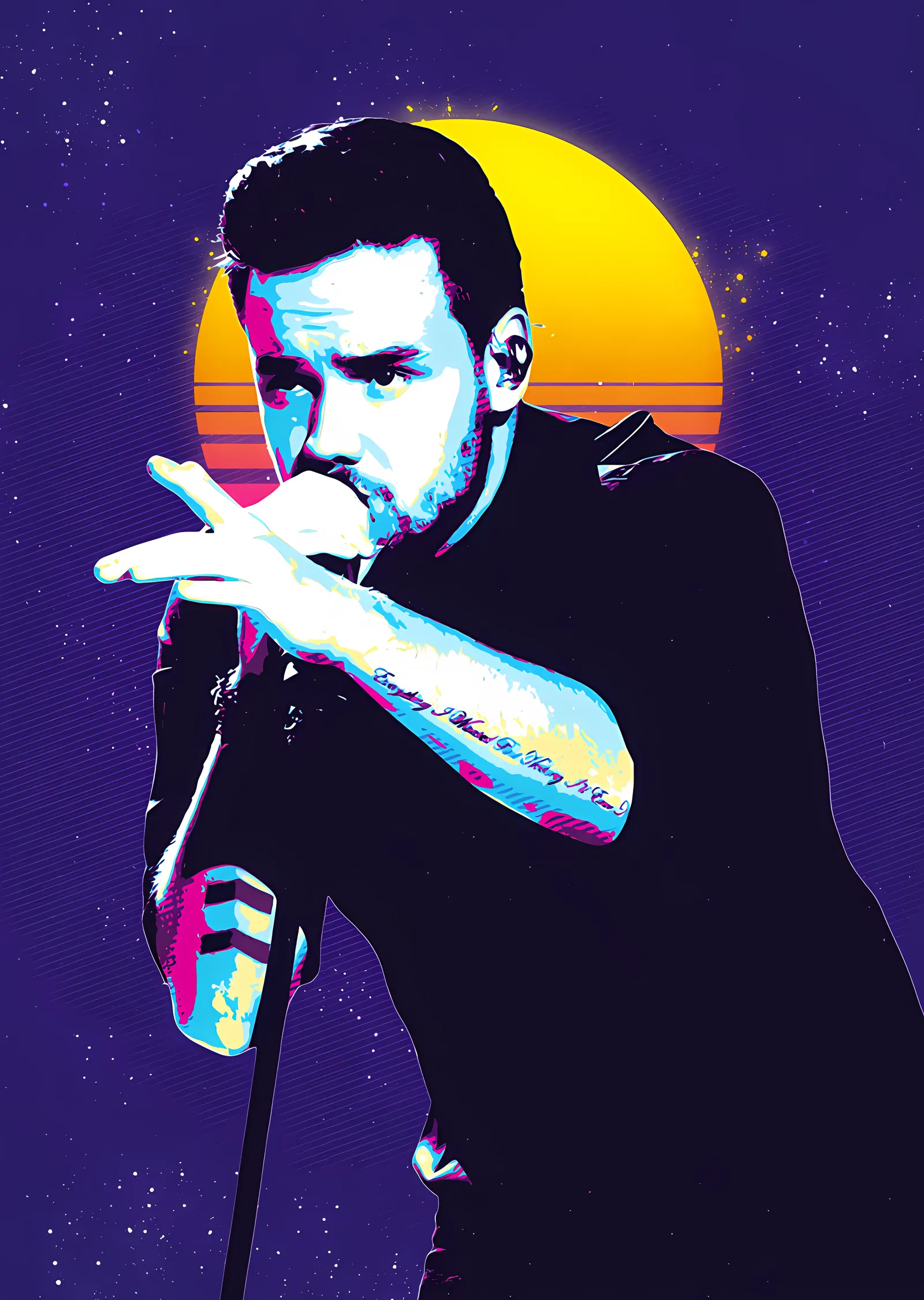 Liam Payne - Yıldızlı Zeminde Sahne Portresi metal tablo
