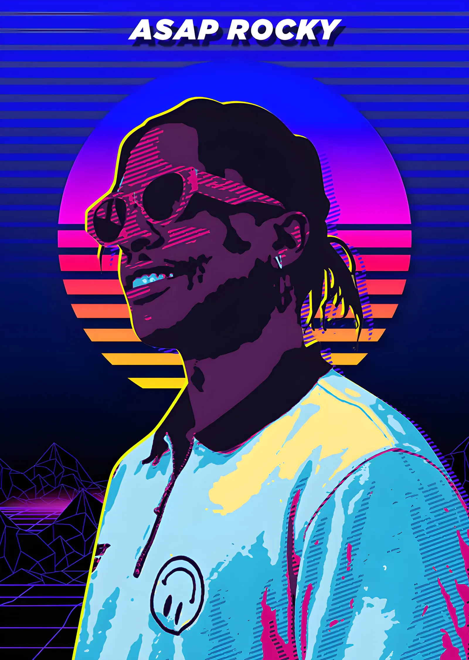 ASAP Rocky - Neon Daire Portre metal tablo