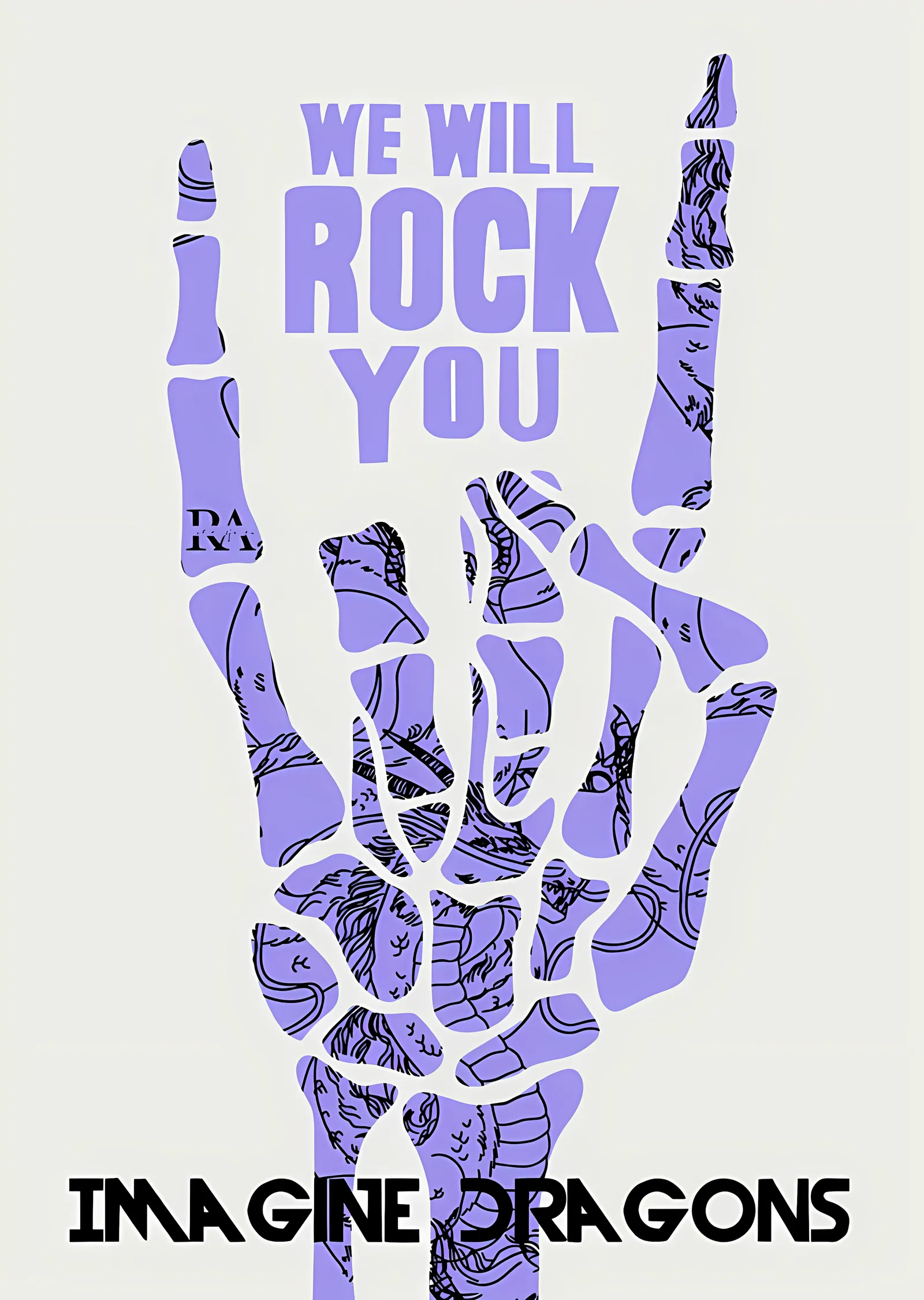 Imagine Dragons - We Will Rock You İskelet El metal tablo