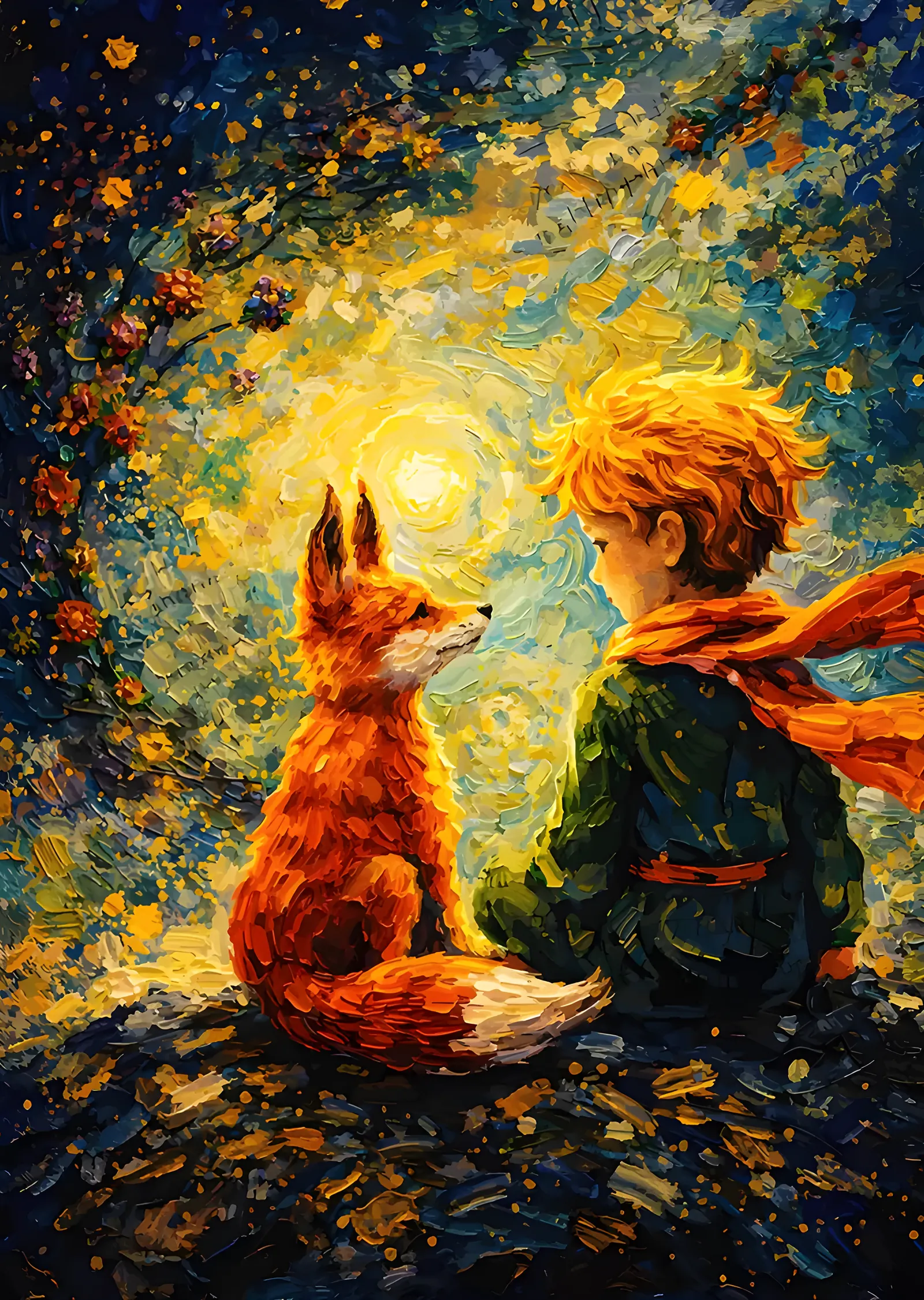 The Little Prince - Tilkiyle Yüz Yüze metal tablo
