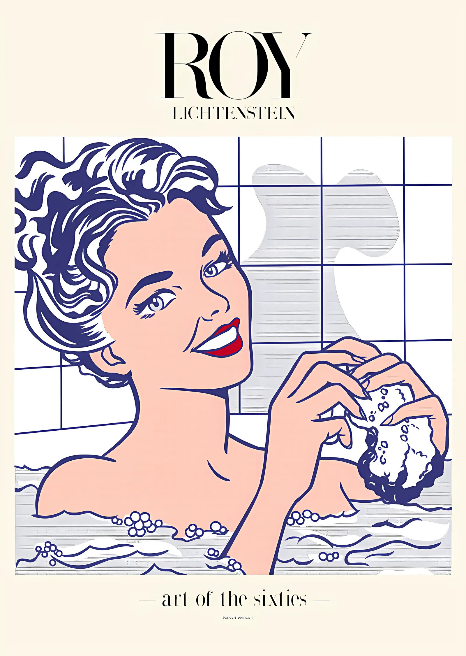 Roy Lichtenstein - Küvette Kadın metal tablo