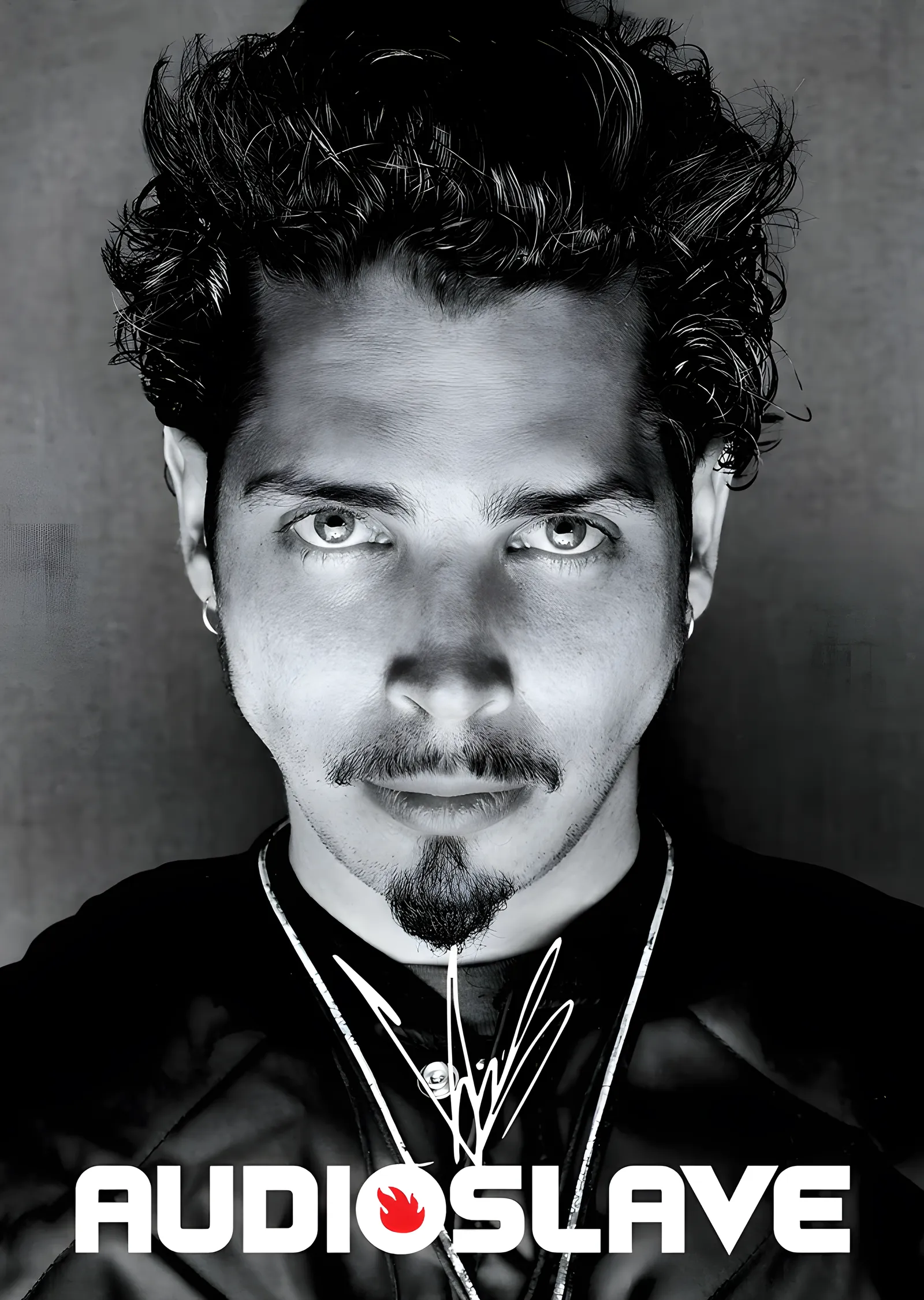 Chris Cornell - Siyah Beyaz Yakın Portre metal tablo