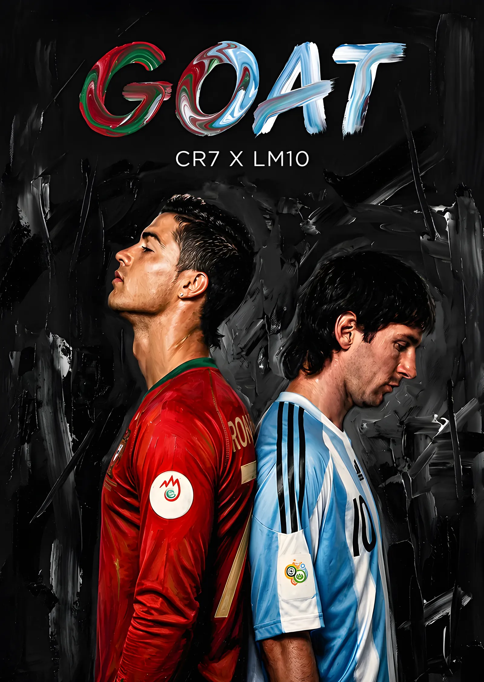 Messi & Ronaldo - GOAT CR7 x LM10 metal tablo