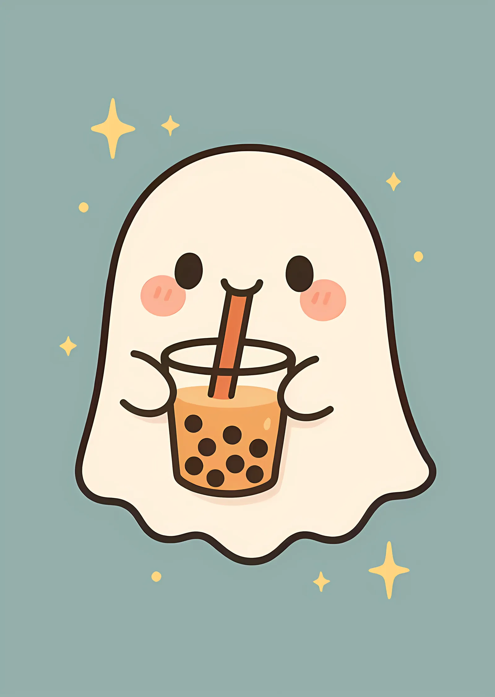Bubble Tea İçen Hayalet metal tablo