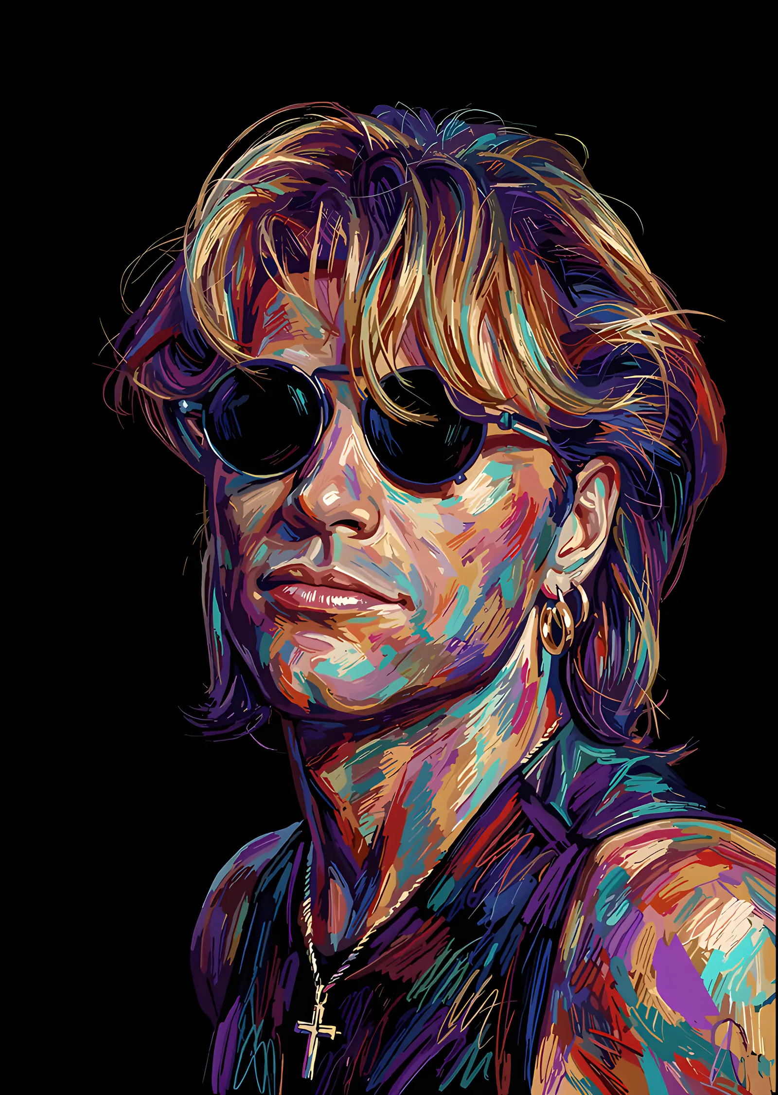Jon Bon Jovi - Gözlüklü Renkli Portre metal tablo