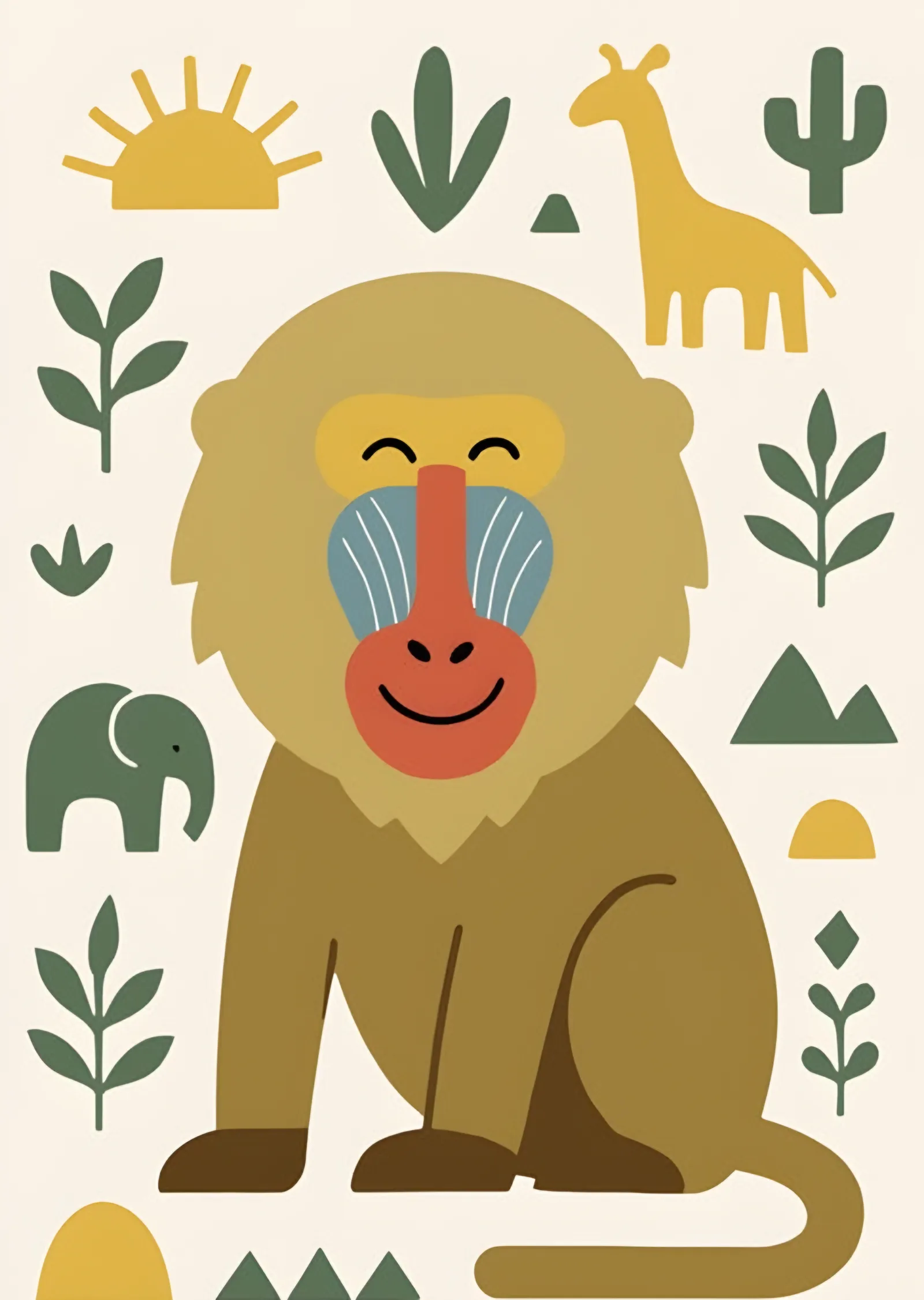Mandril Portresi metal tablo