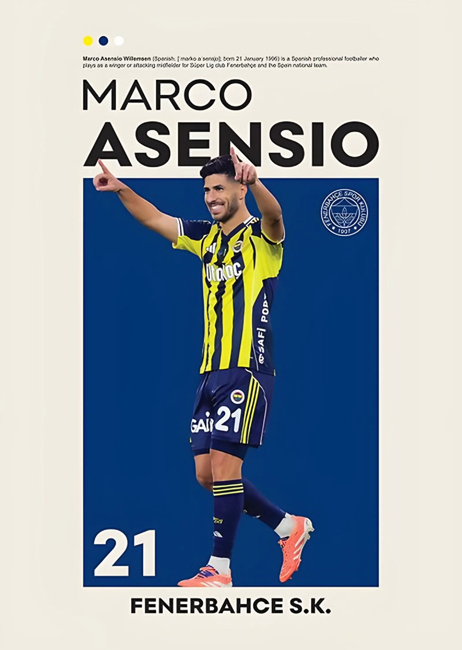 Marco Asensio Fenerbahçe 21 metal tablo