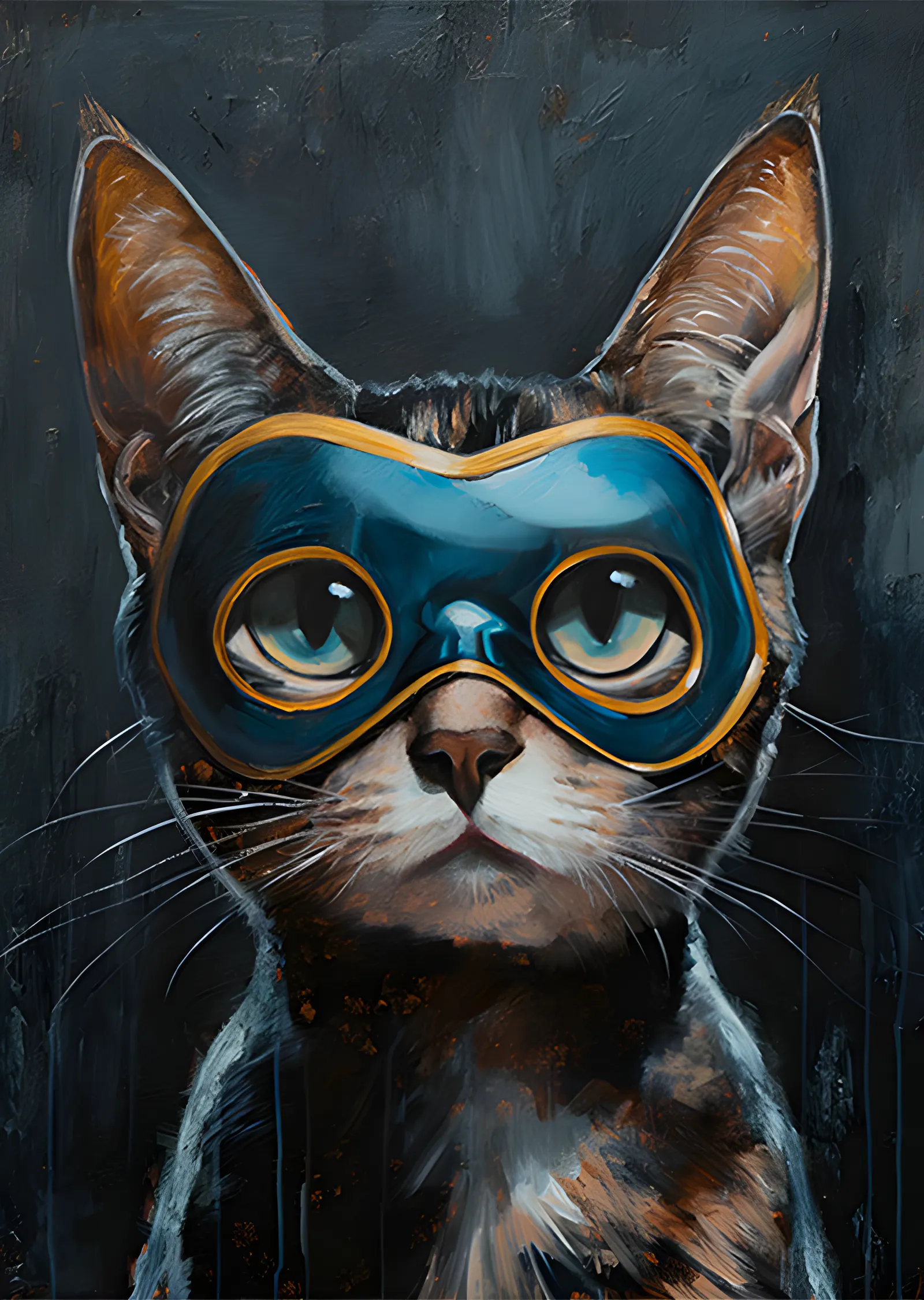 Maskeli Kara Kedi - Altın Gözlük metal tablo
