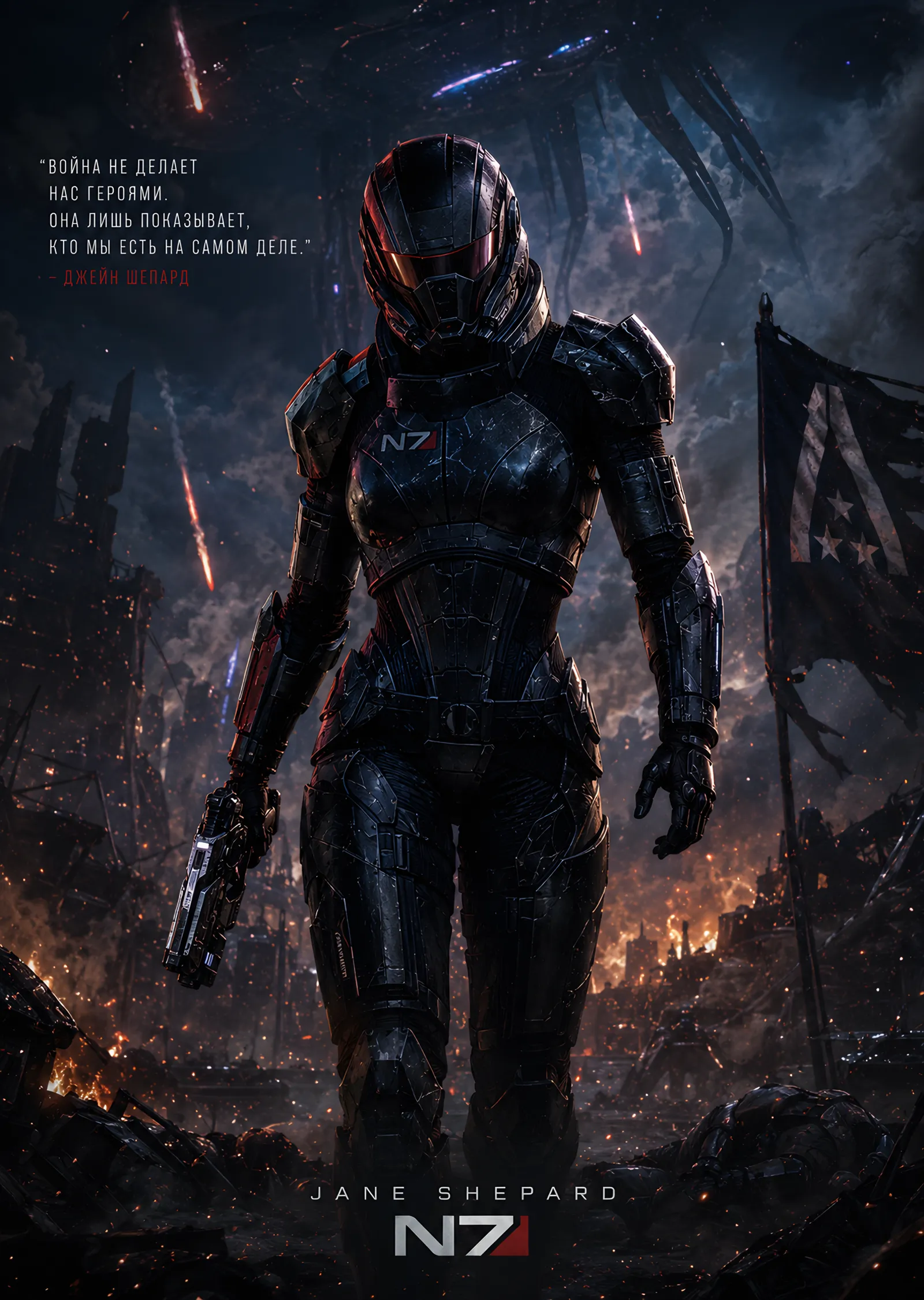 Mass Effect: Jane Shepard N7 metal tablo