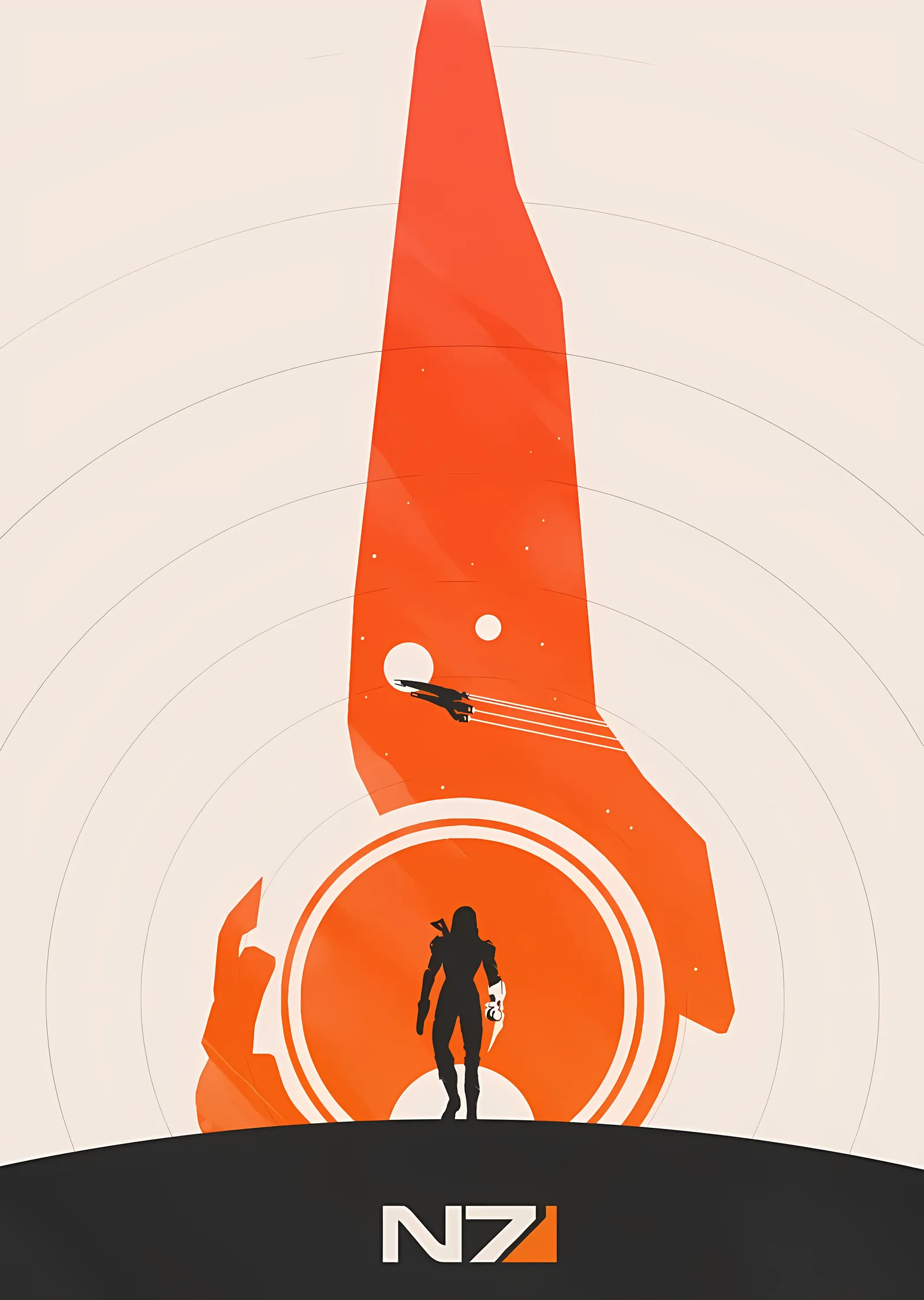 Mass Effect: N7 Turuncu Silüet metal tablo