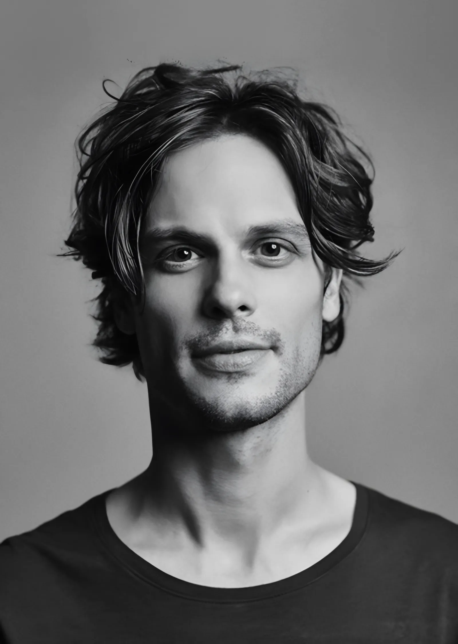 Matthew Gray Gubler: Beyaz Fonda Portre metal tablo
