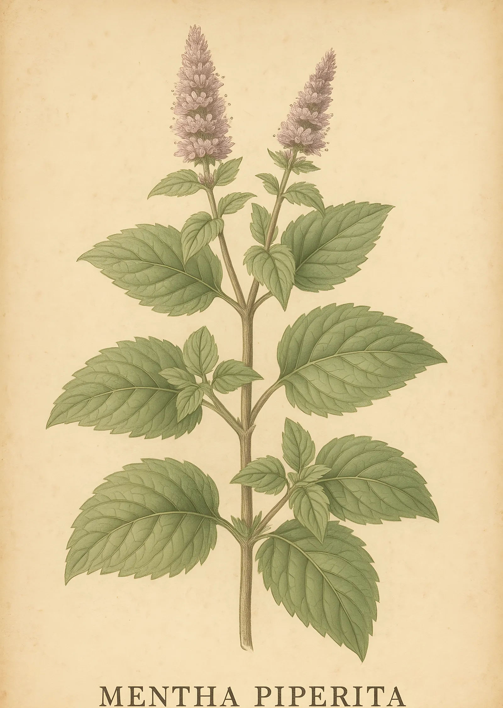 Mentha Piperita: Nane Botanik Levhası metal tablo