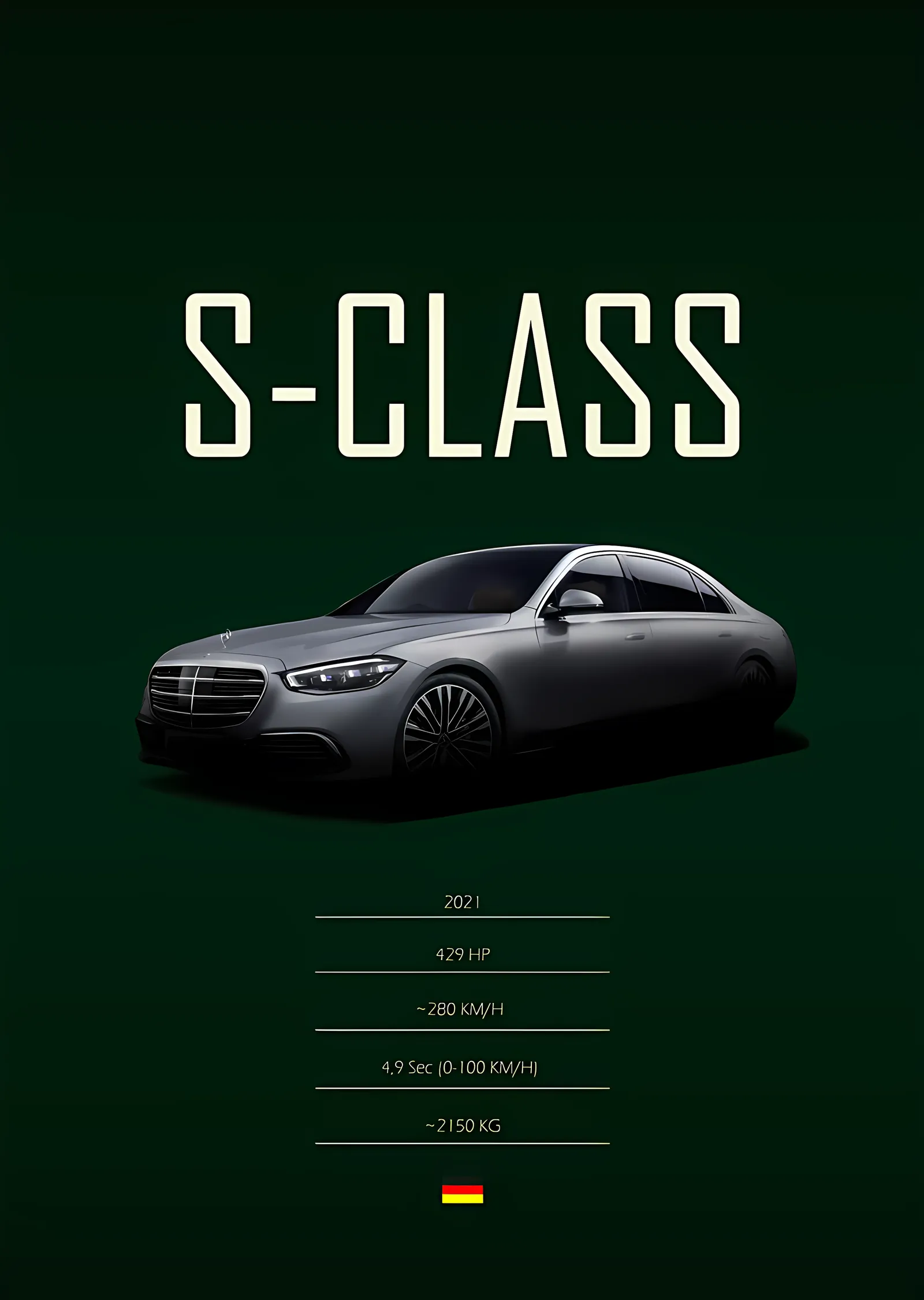 Mercedes-Benz S-Class: Koyu Yeşil Zemin metal tablo