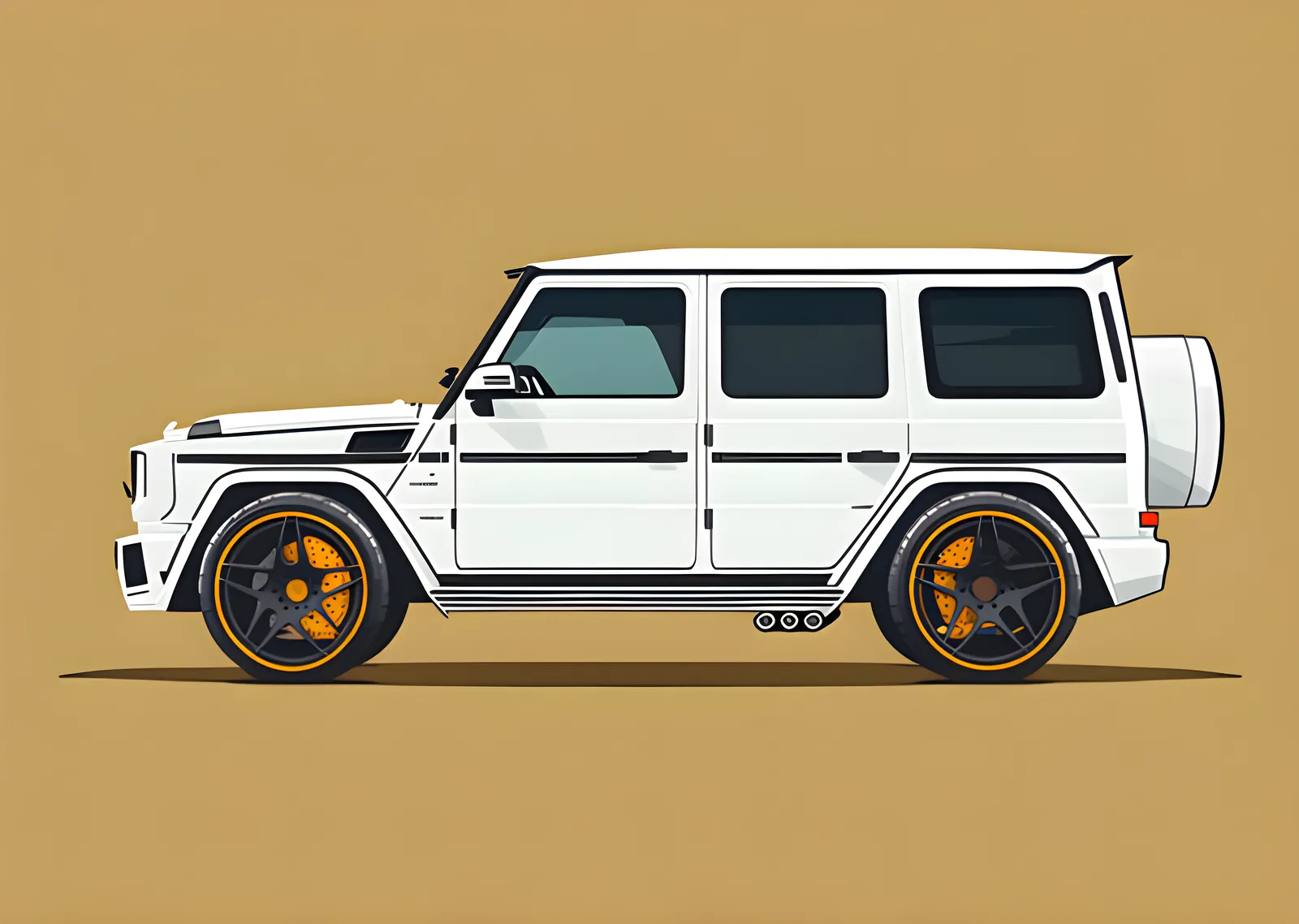 Mercedes G-Serisi - Bej Zeminde Beyaz metal tablo