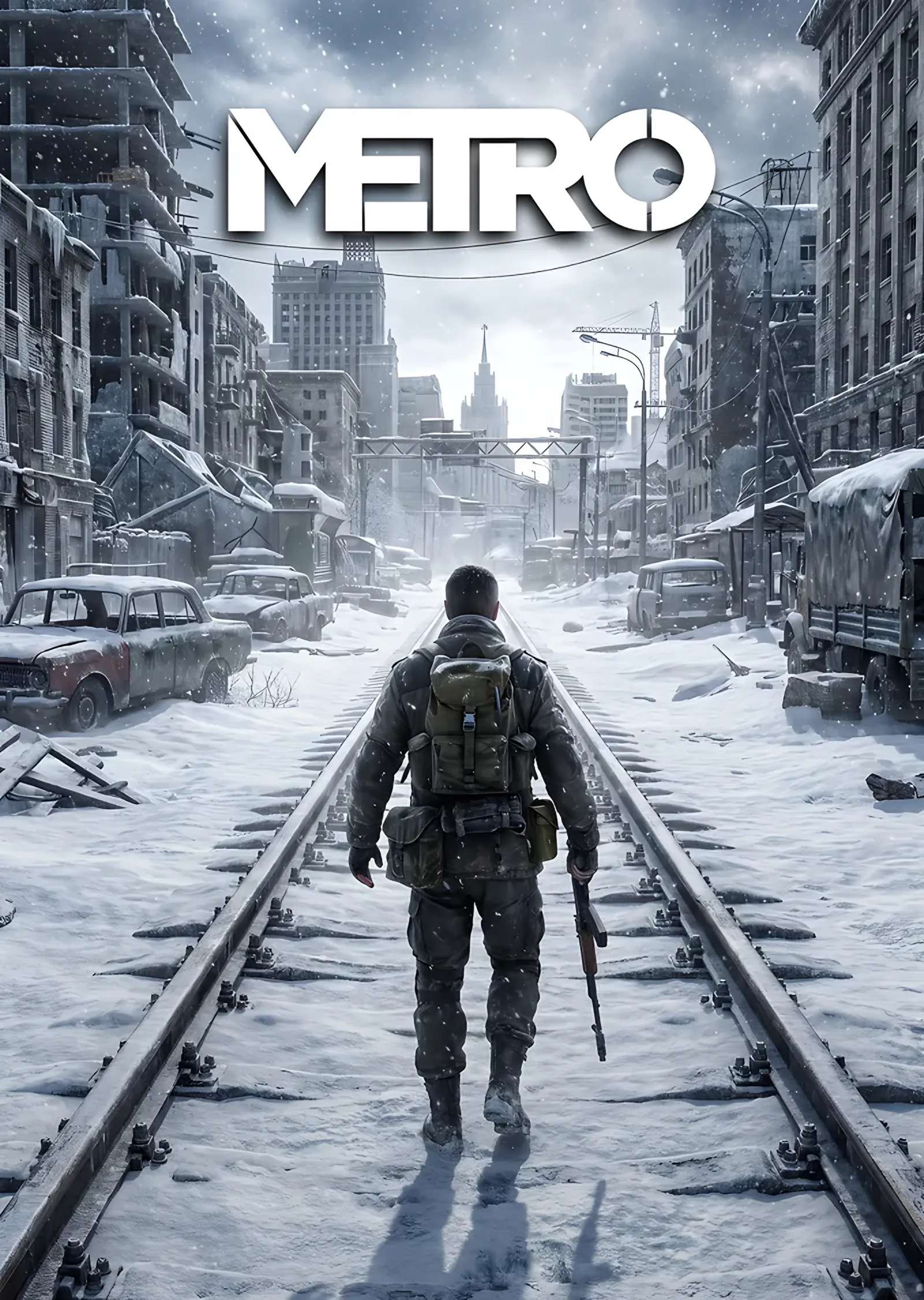 Metro: Karlı Şehirde Raylarda Yürüyen Asker metal tablo