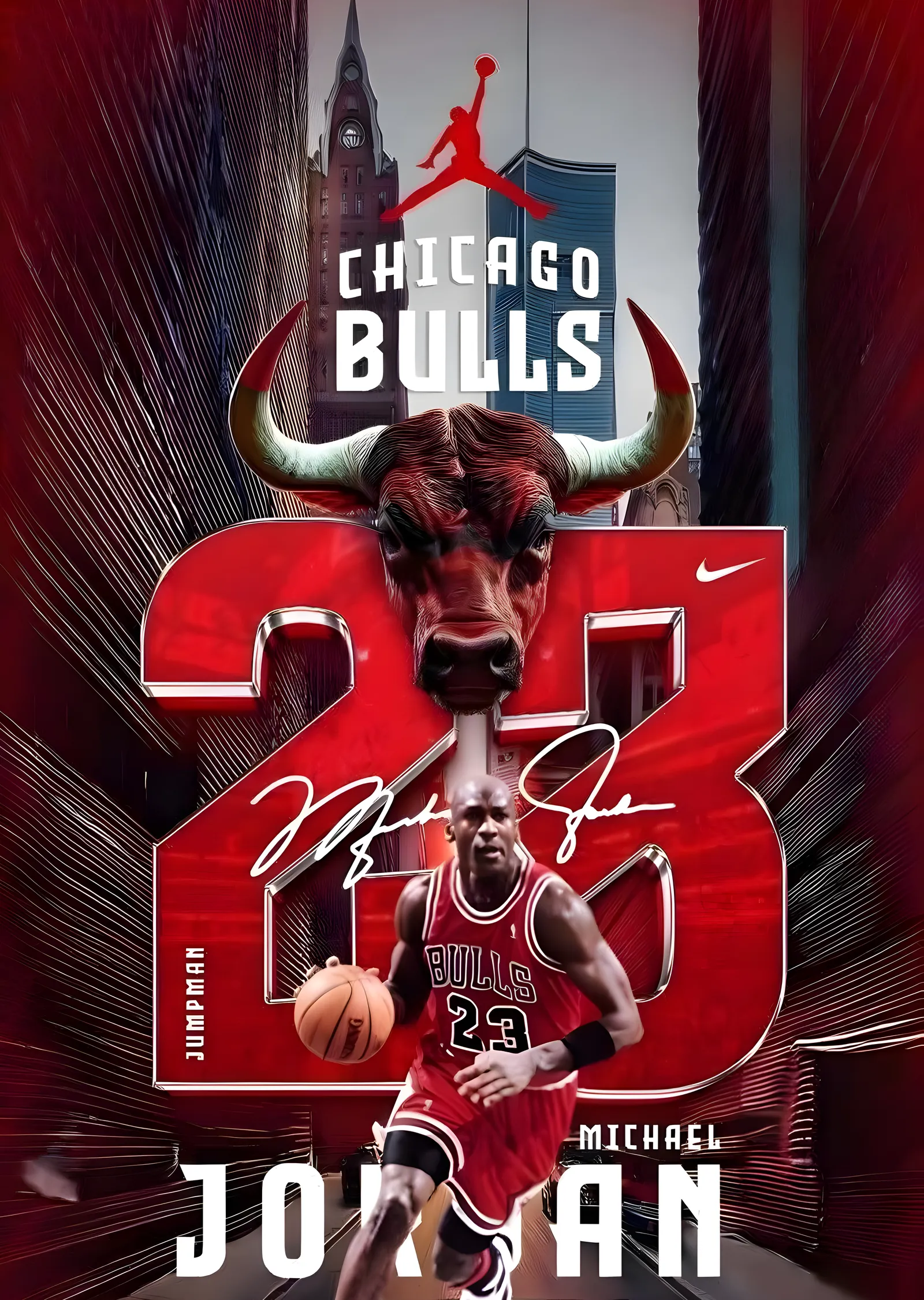 Michael Jordan - Bulls 23 Amblemi metal tablo