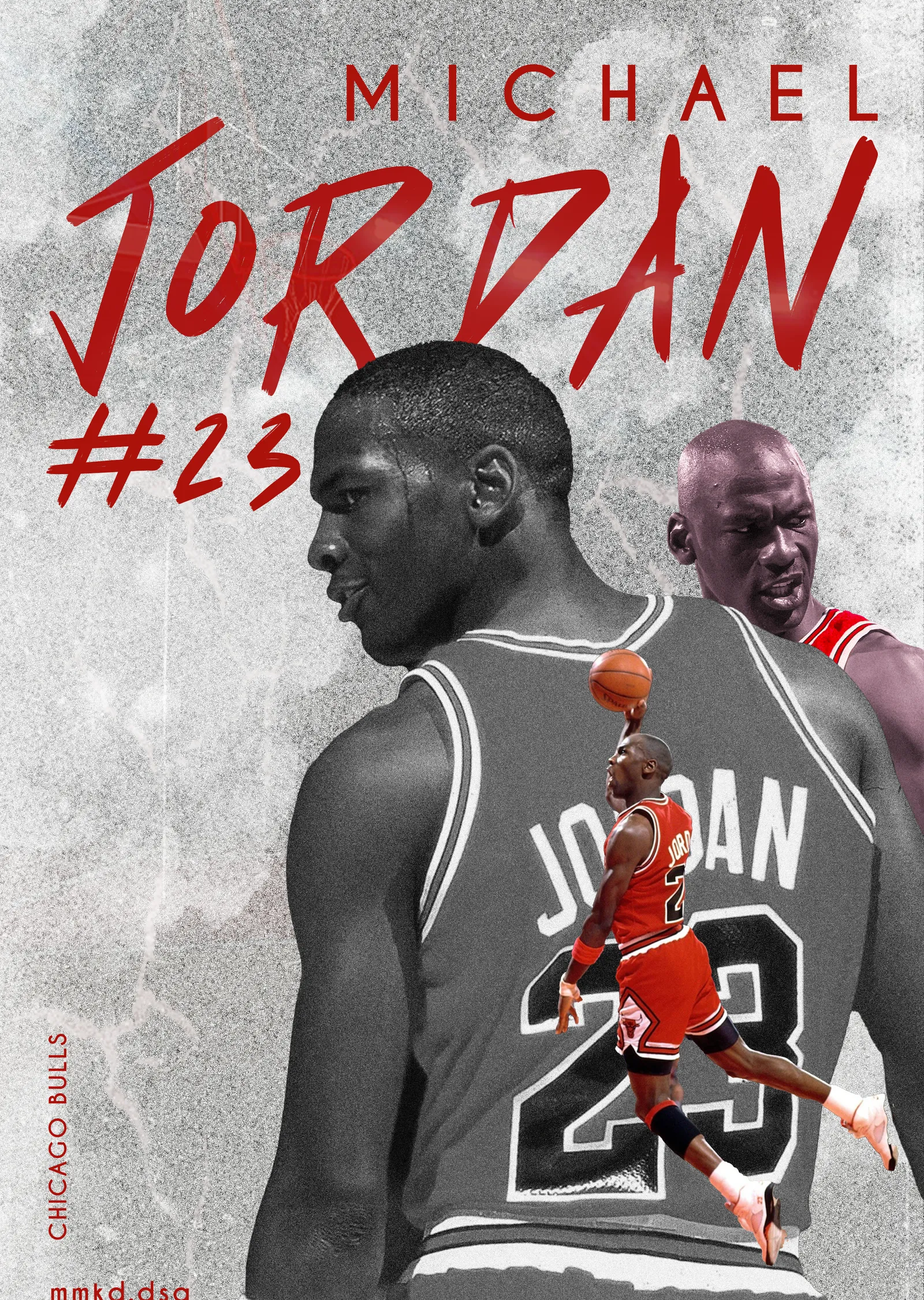 Michael Jordan - Gri Kolaj metal tablo