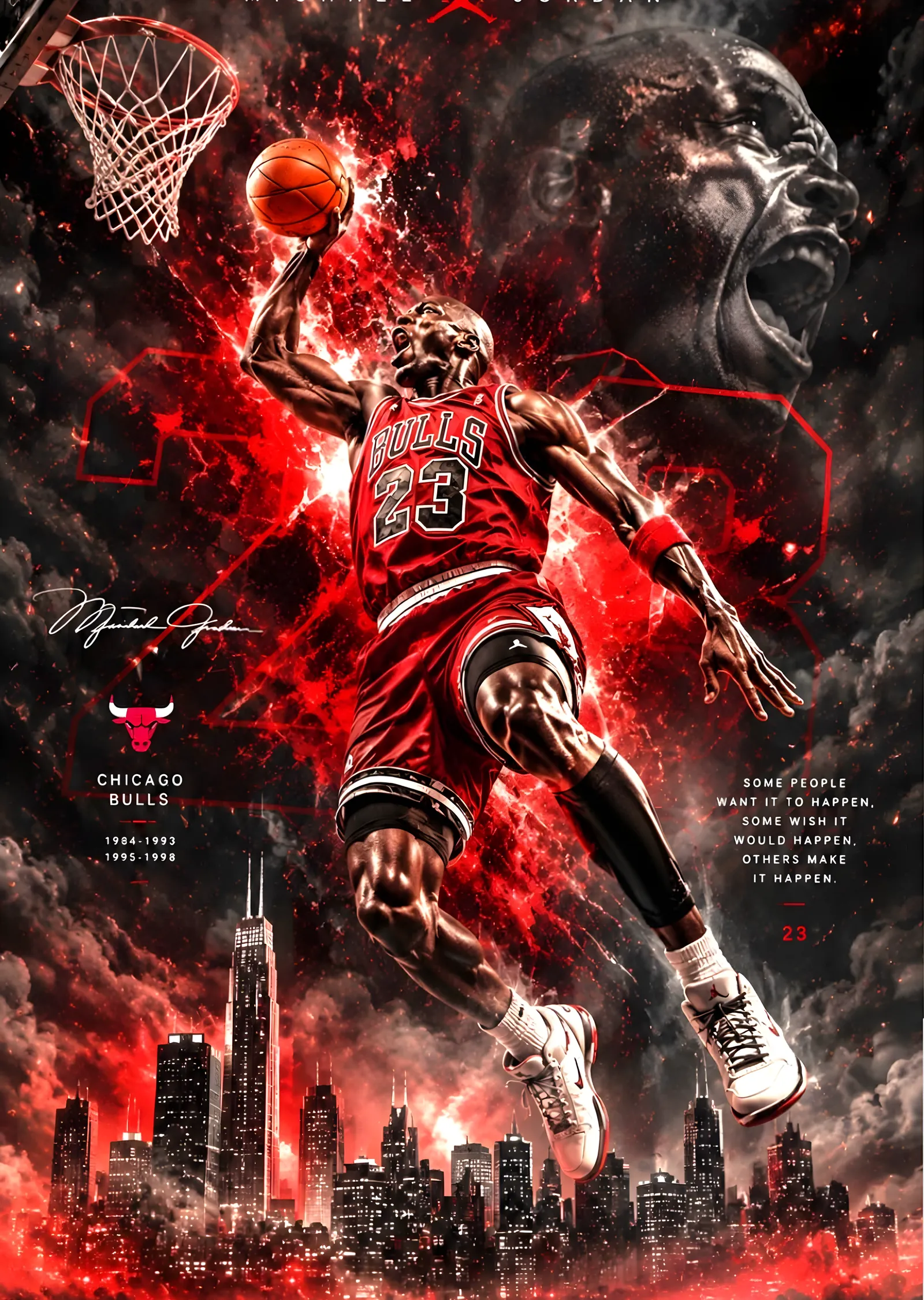 Michael Jordan - Kızıl Şehir metal tablo