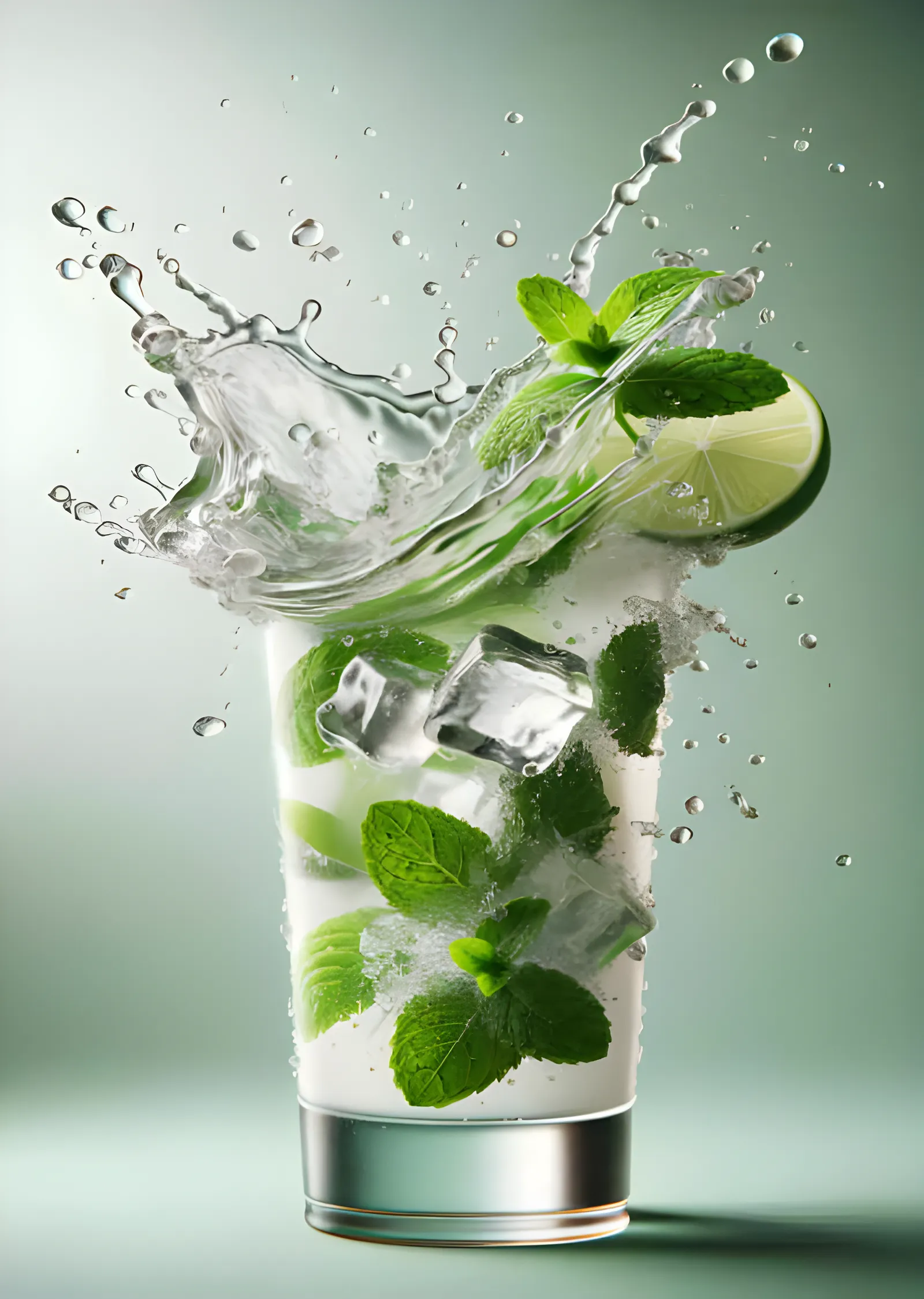 Mojito - Bardakta Nane ve Buz Sıçraması metal tablo