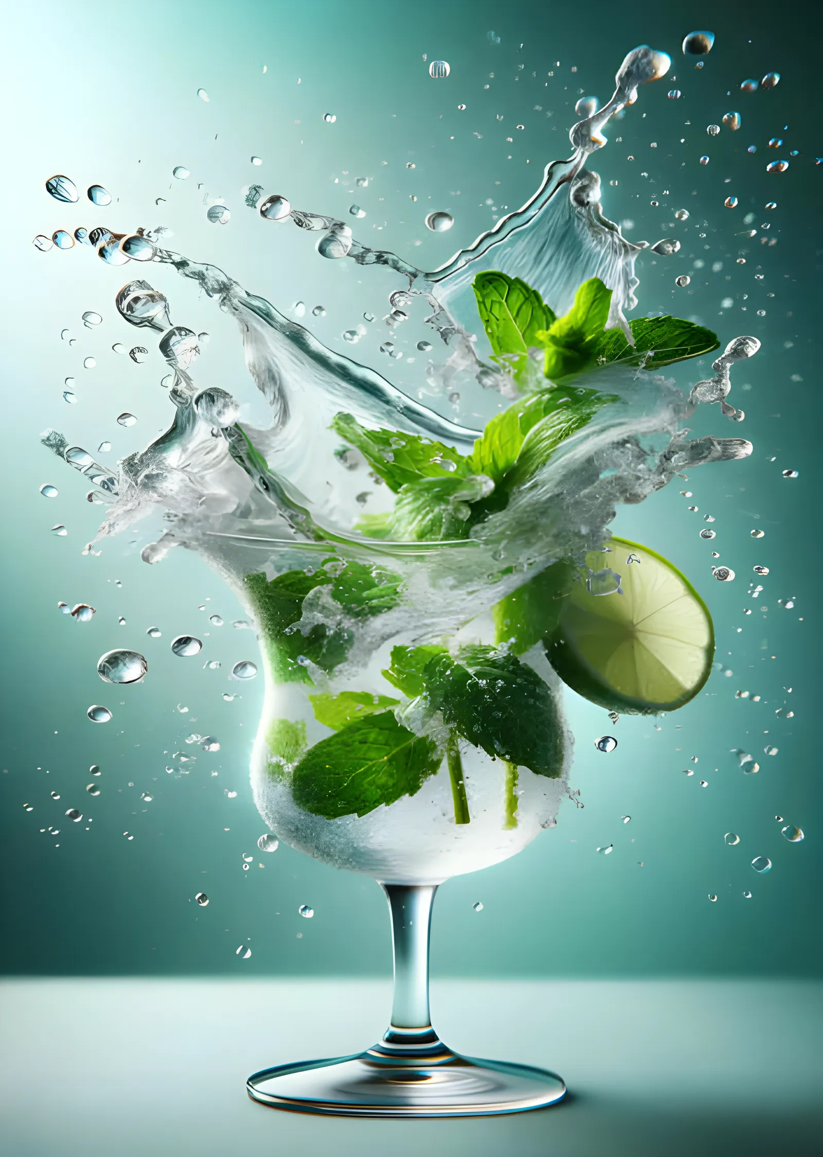 Mojito - Kadehte Turkuaz Nane Fırtınası metal tablo