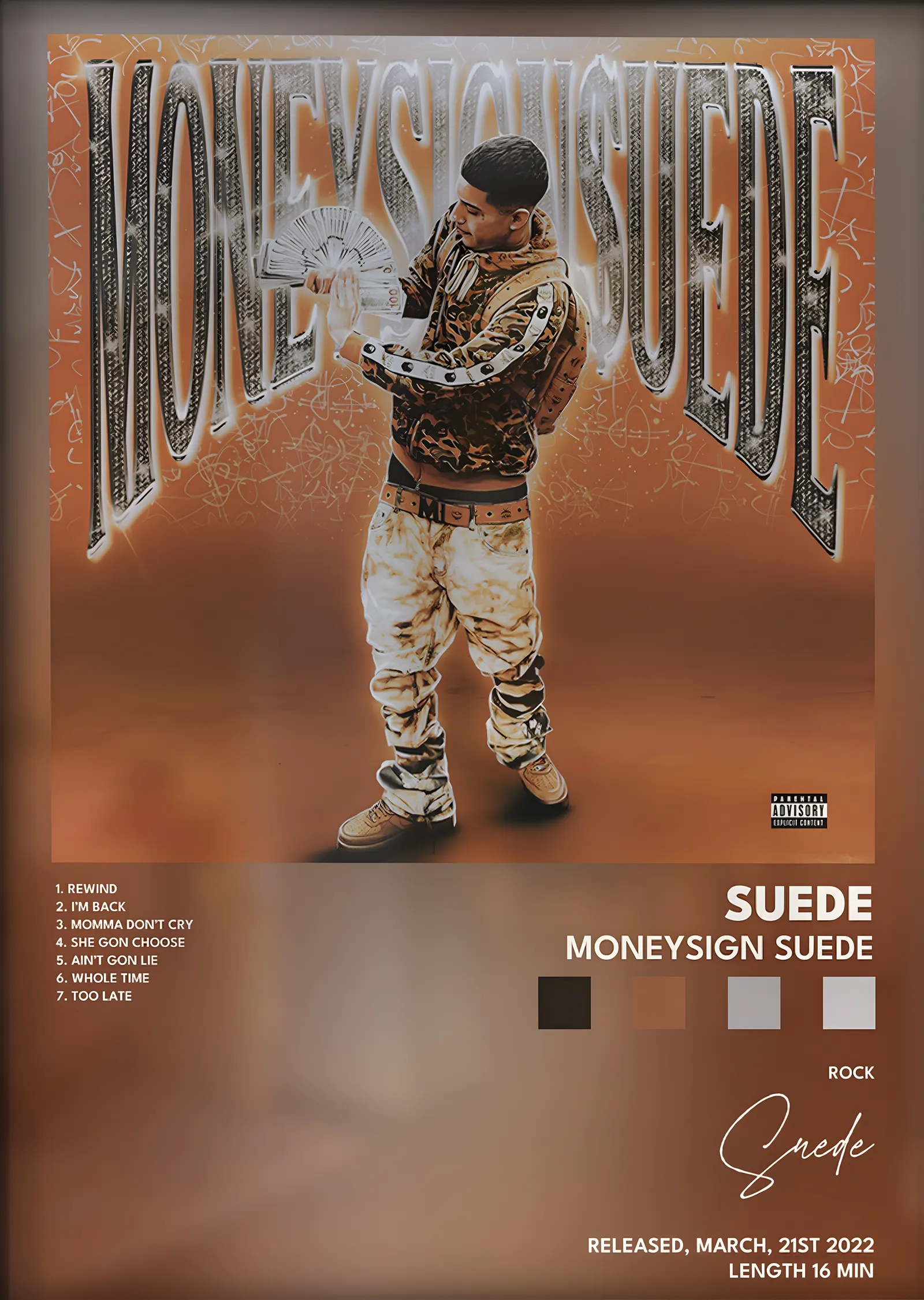 MoneySign Suede: Moneysign Suede metal tablo