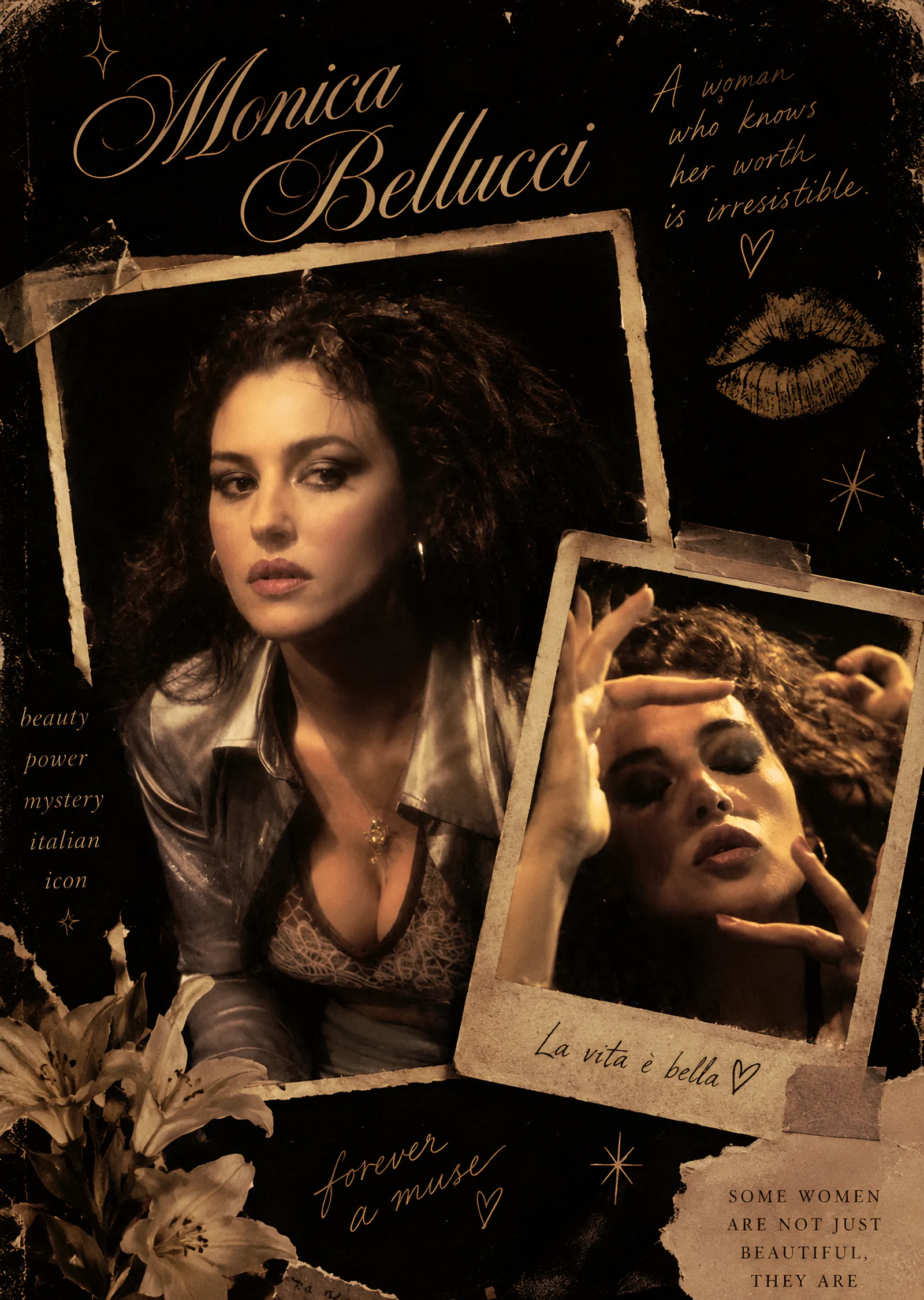 Monica Bellucci: Polaroid Kolaj metal tablo