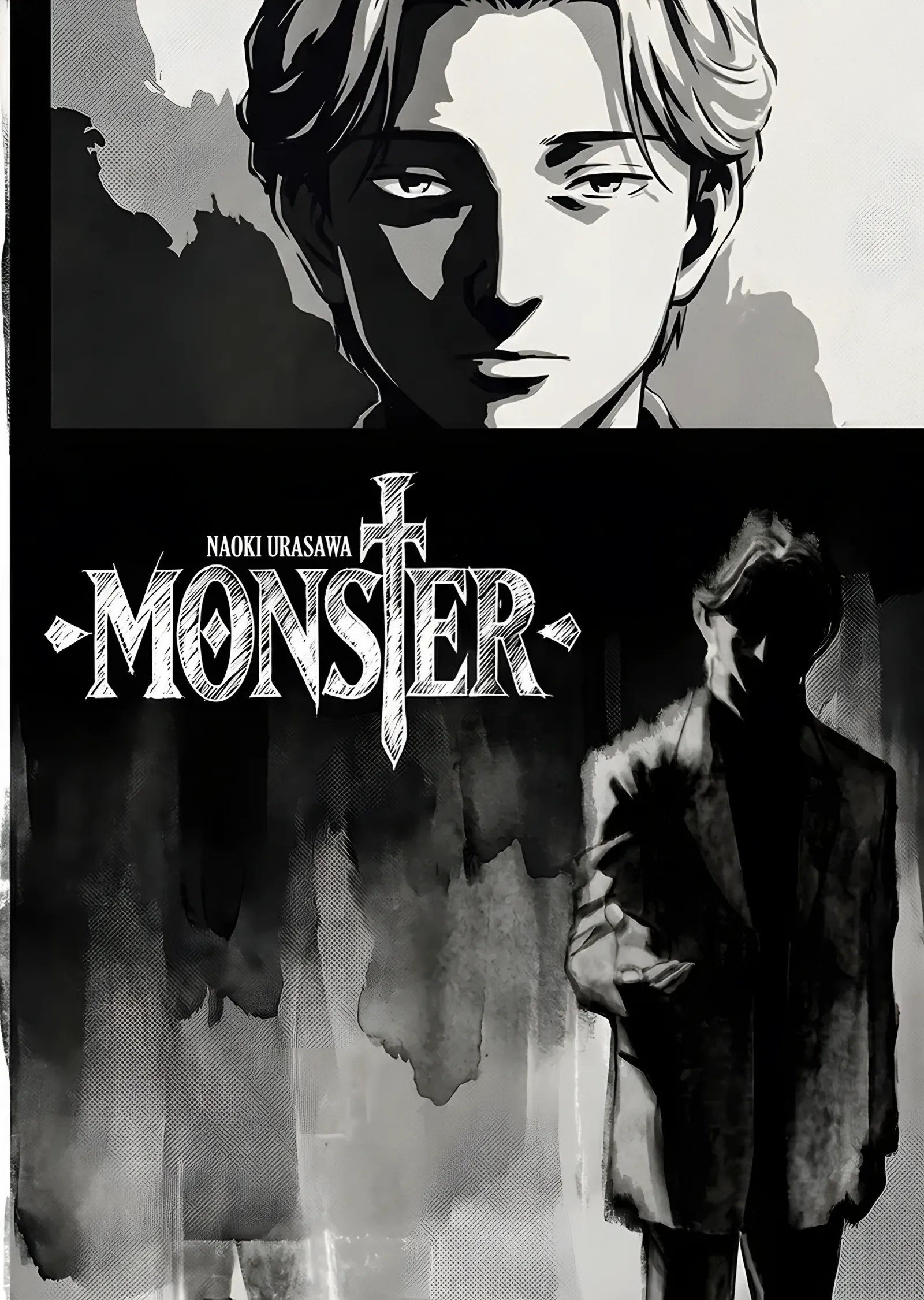 Monster: Siyah Beyazda Doktor ve Silüet metal tablo