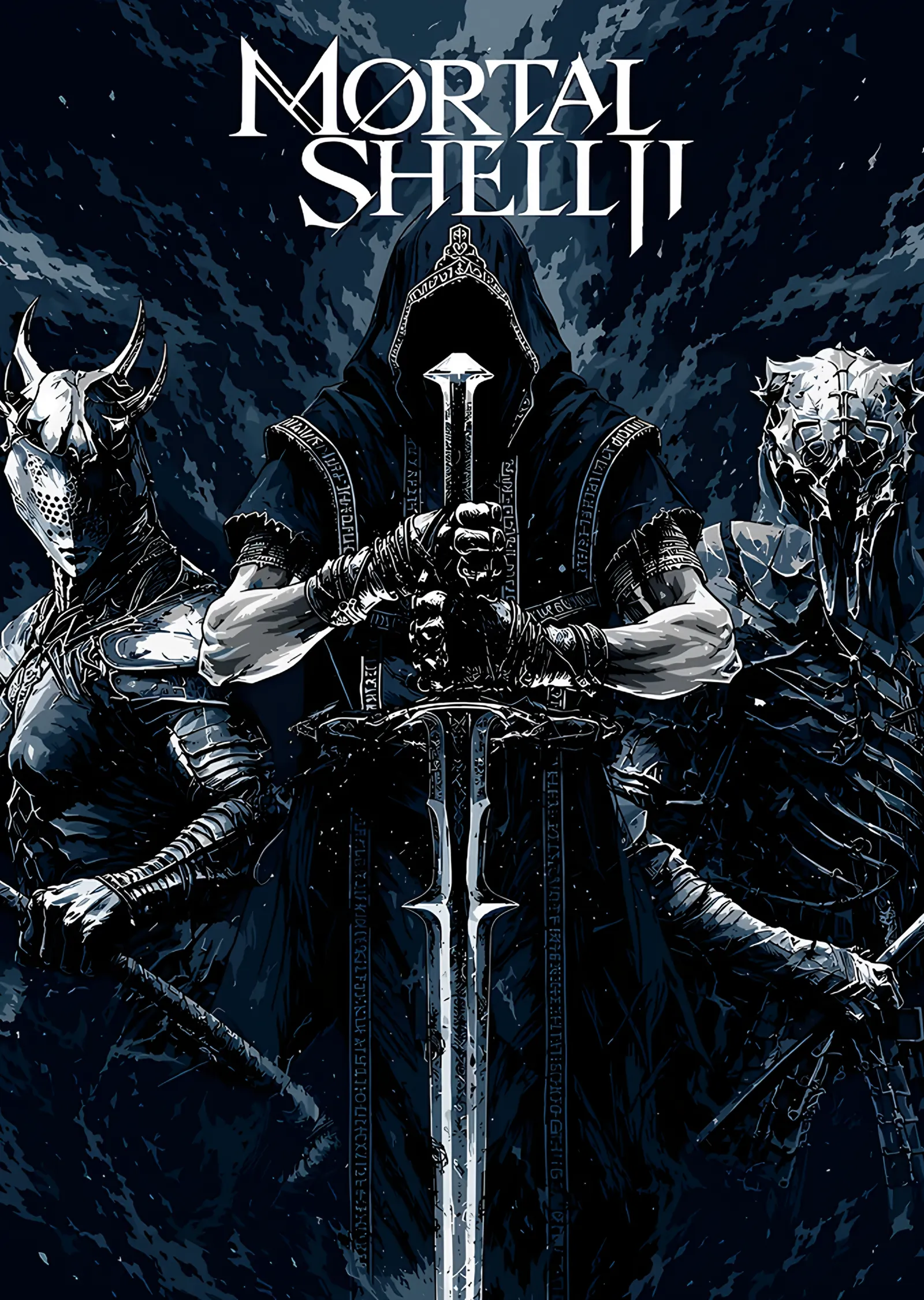 Mortal Shell II: Buz Mavisi Zırhlı Savaşçı metal tablo