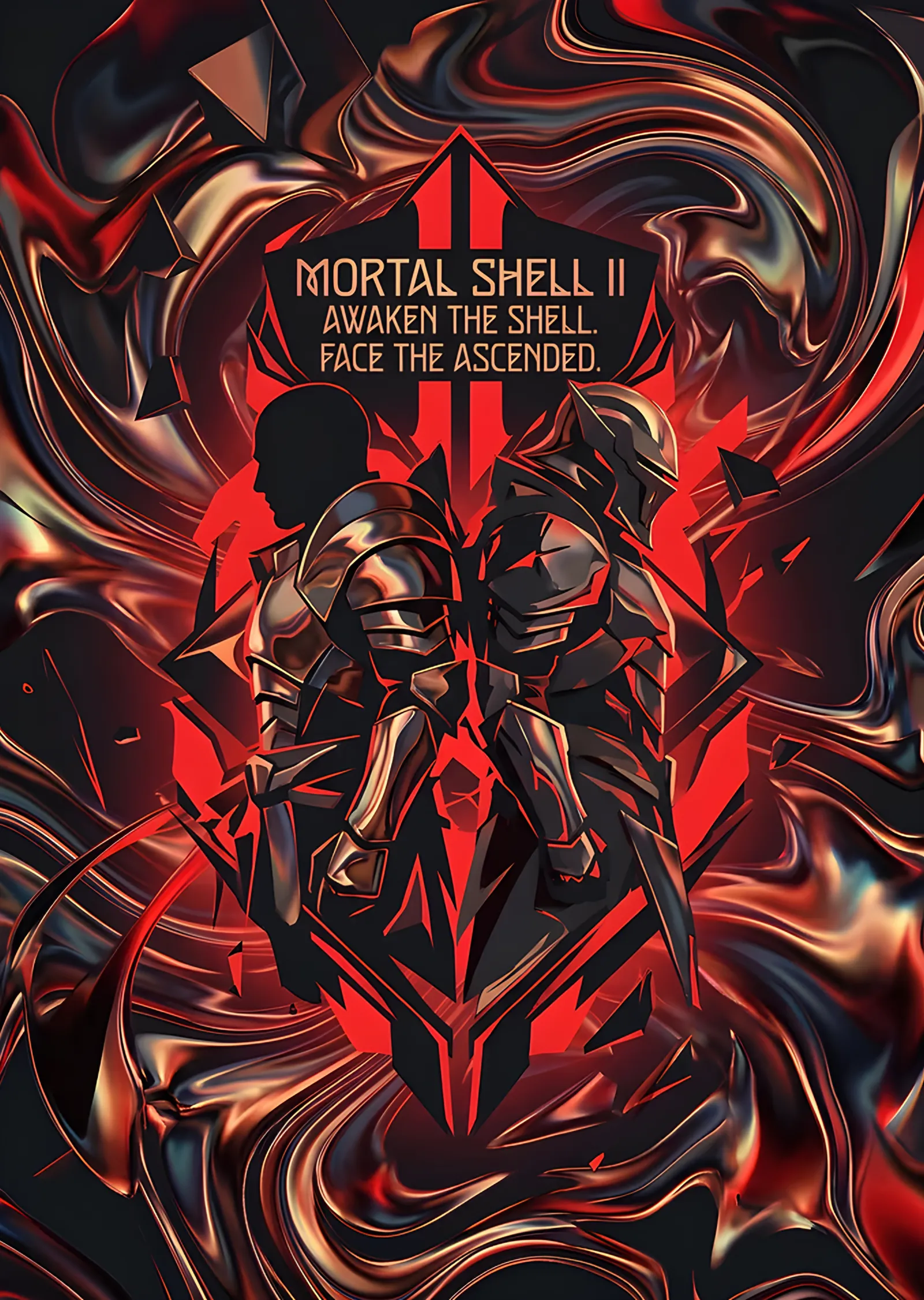 Mortal Shell II: Kızıl Simetride Zırhlı Figür metal tablo
