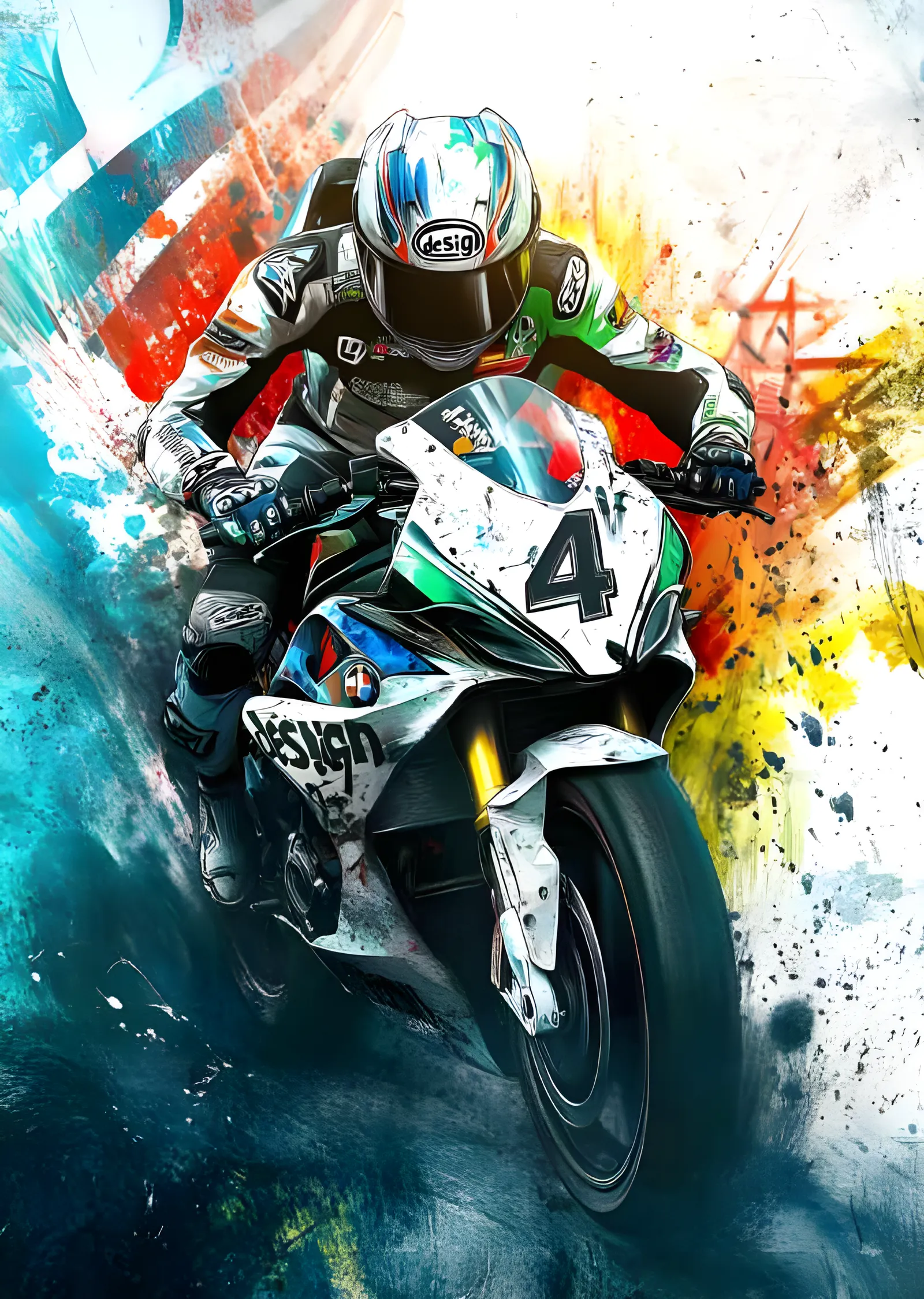 BMW MotoGP 4 Numara - Grafiti Boya Yarışı metal tablo