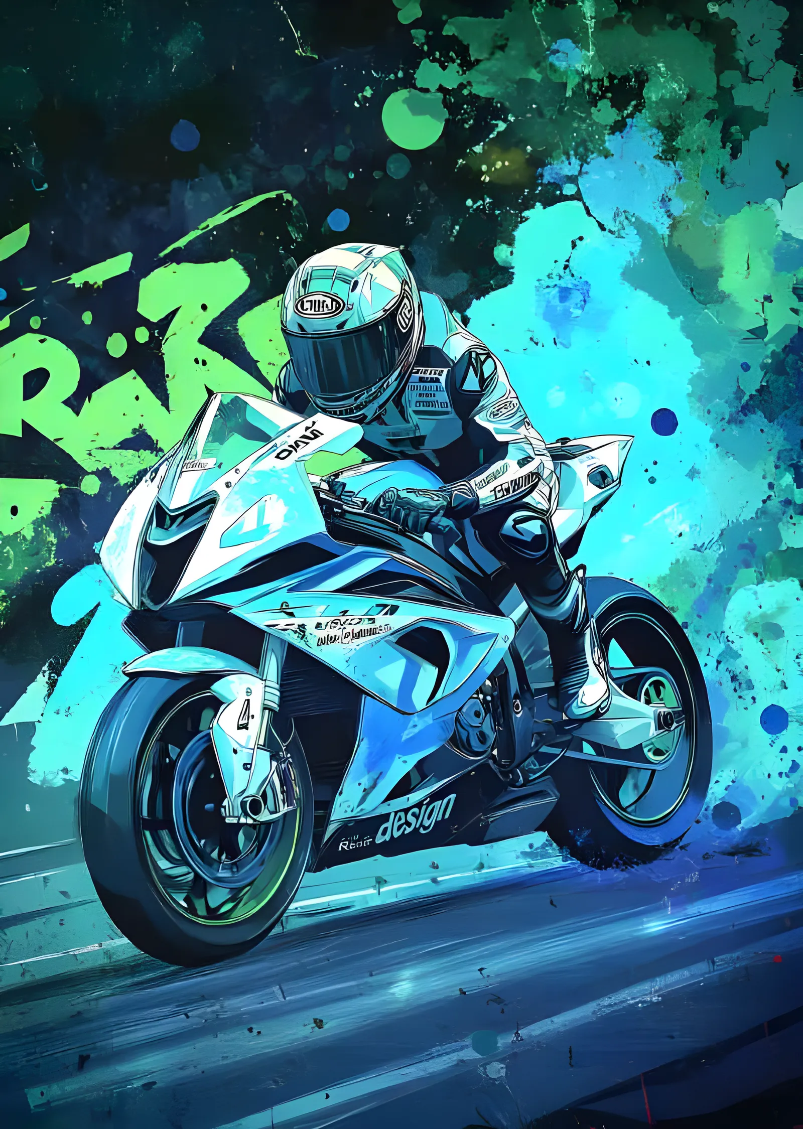 MotoGP 4 Numara - Turkuaz Boya Yorumu metal tablo