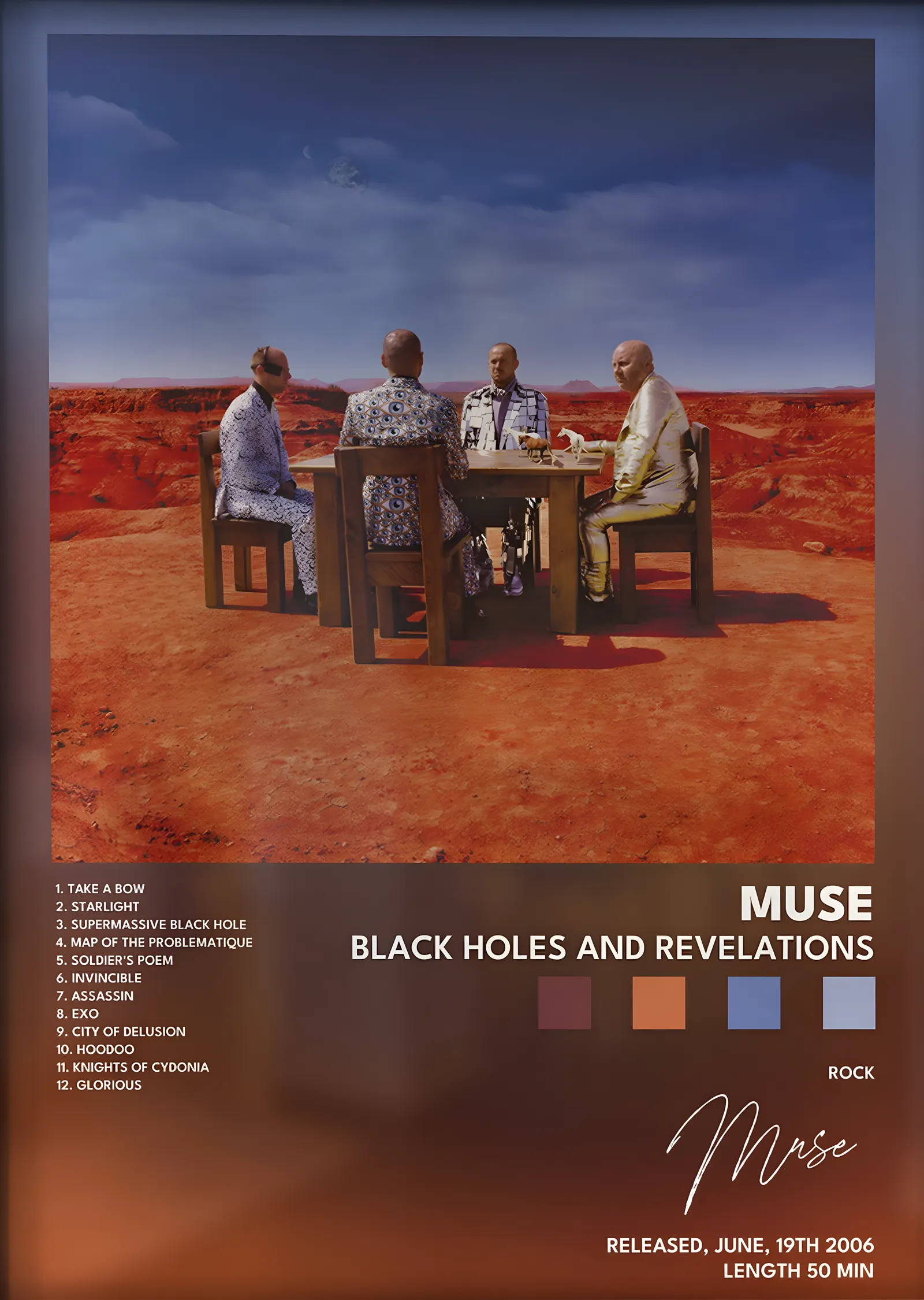 Muse: Black Holes and Revelations (Çöl Masası) metal tablo