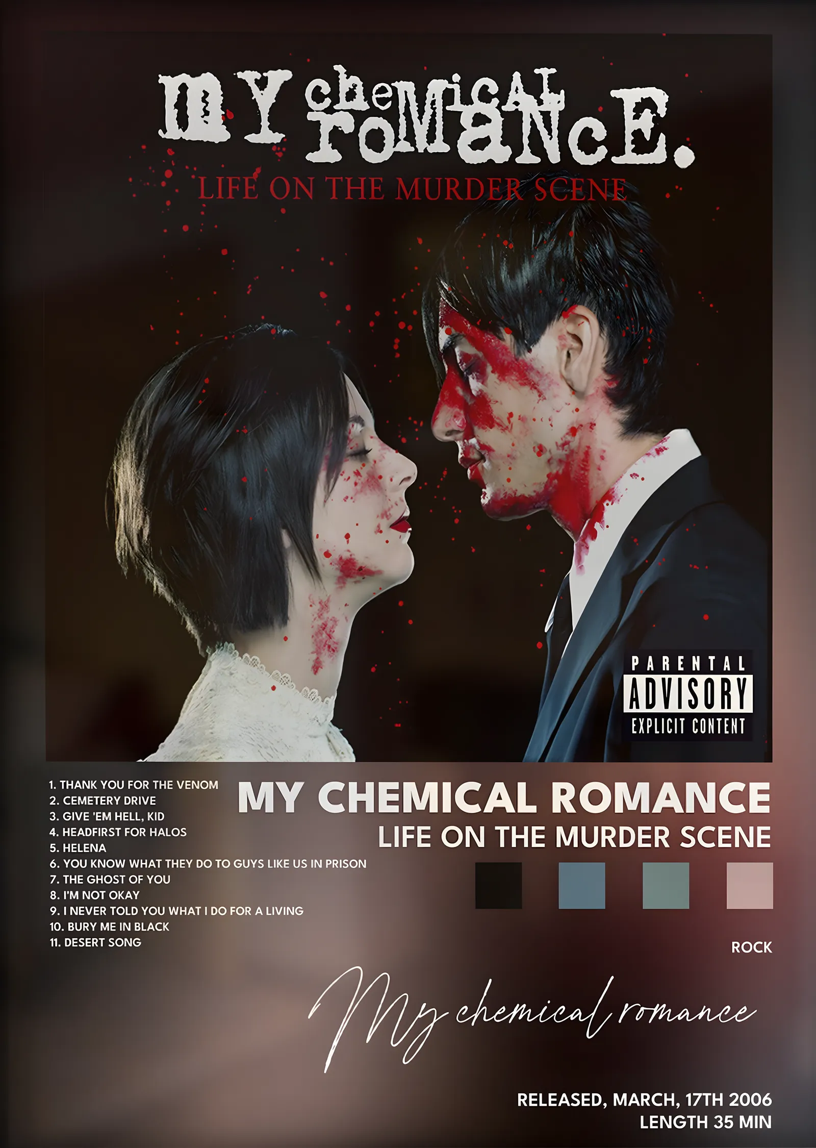My Chemical Romance: Life on the Murder Scene metal tablo