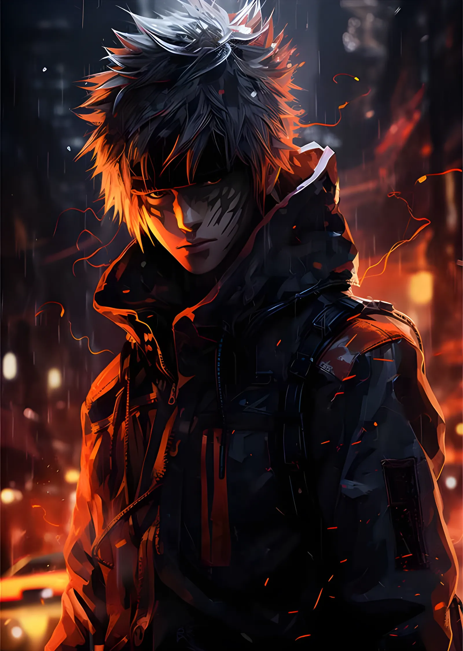 Naruto - Yağmurlu Şehir Gecesi metal tablo