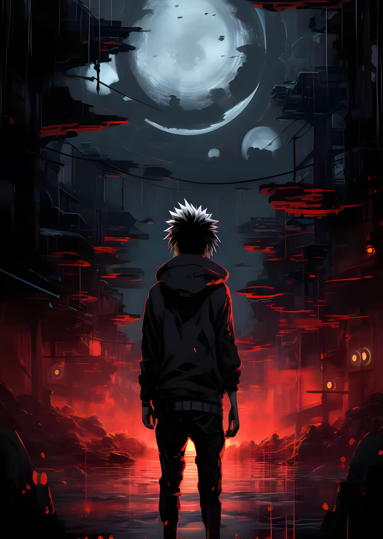 Naruto - Ay Altında Kızıl Sokak metal tablo