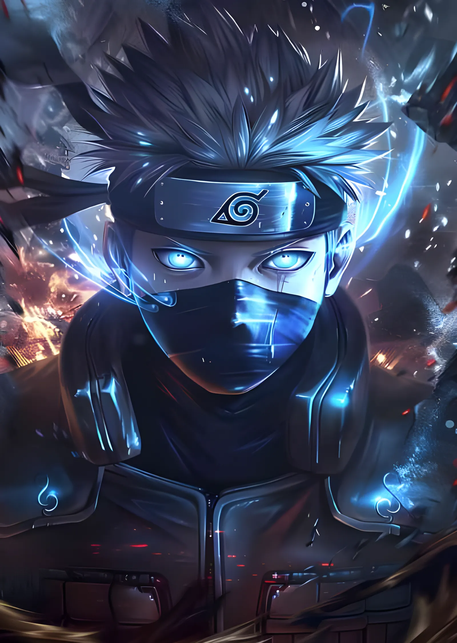Naruto - Siyah Maske ve Mavi Çakra metal tablo