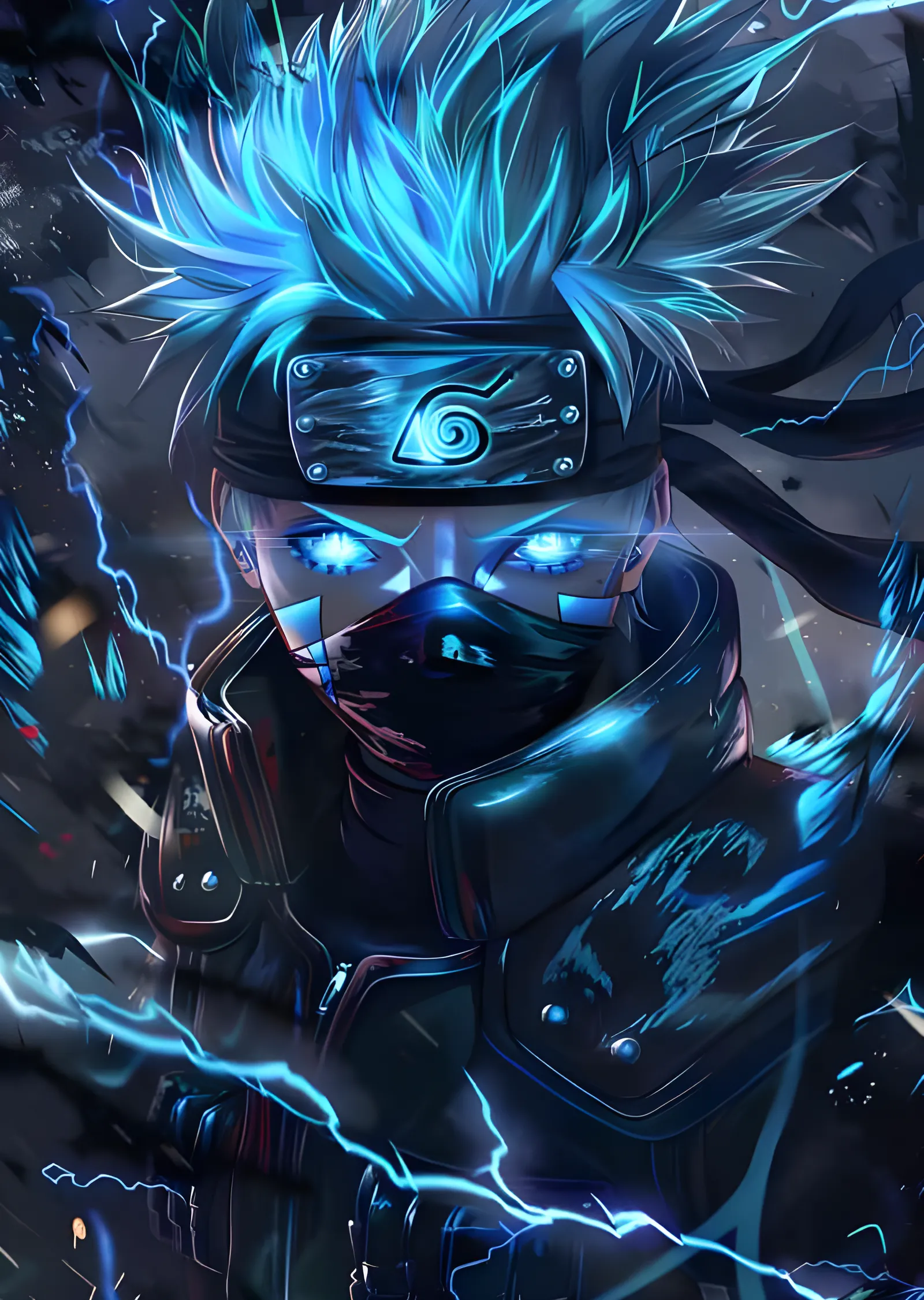 Naruto - Neon Mavi Şimşek Zırhı metal tablo